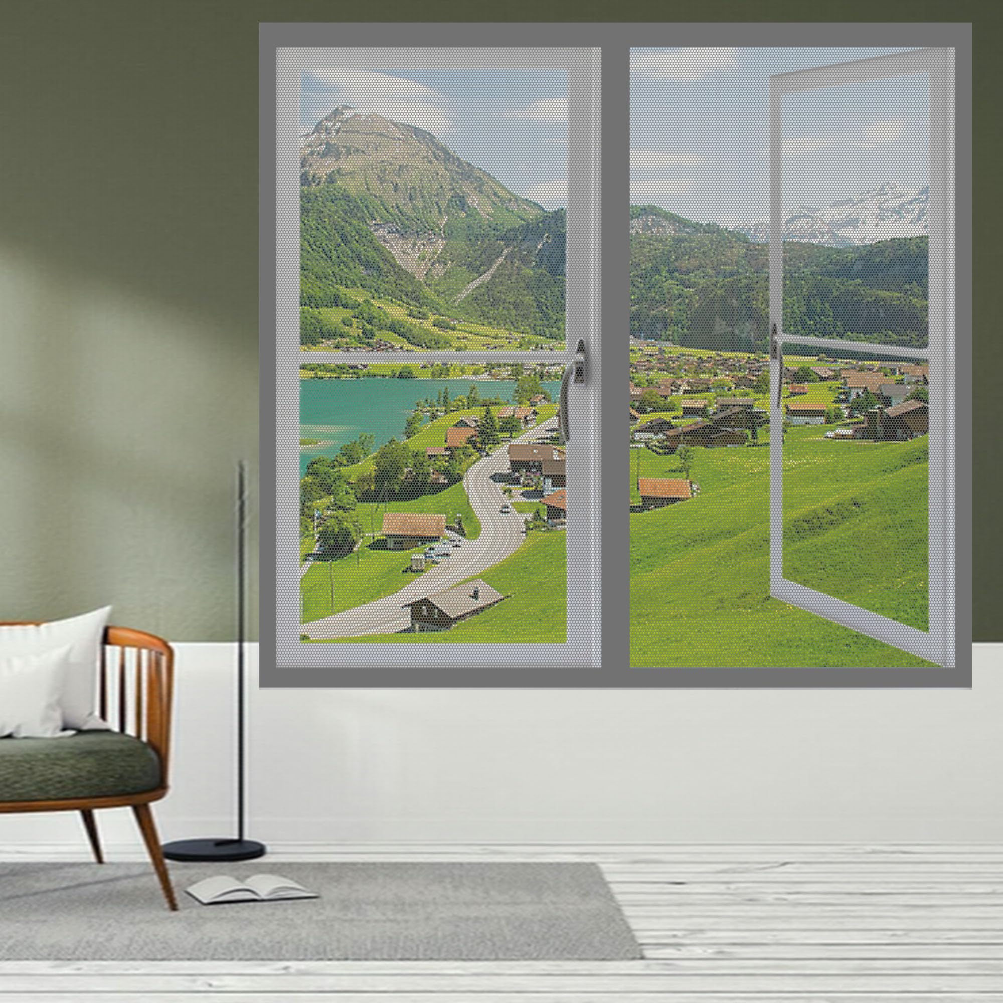 Fly Screens Windows 175 x 175 cm Selfadhesive Tape Fly Screen for Window Fine Mesh Design Prevents Tiny Insects from Entering for Windows Doors and Patio Screens, Grey