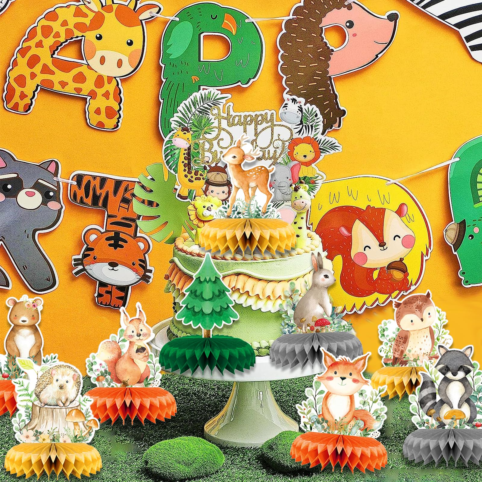 7 Pz Centrotavola Compleanno,a Nido d'Ape Oro Nero Decorazioni,Toppers