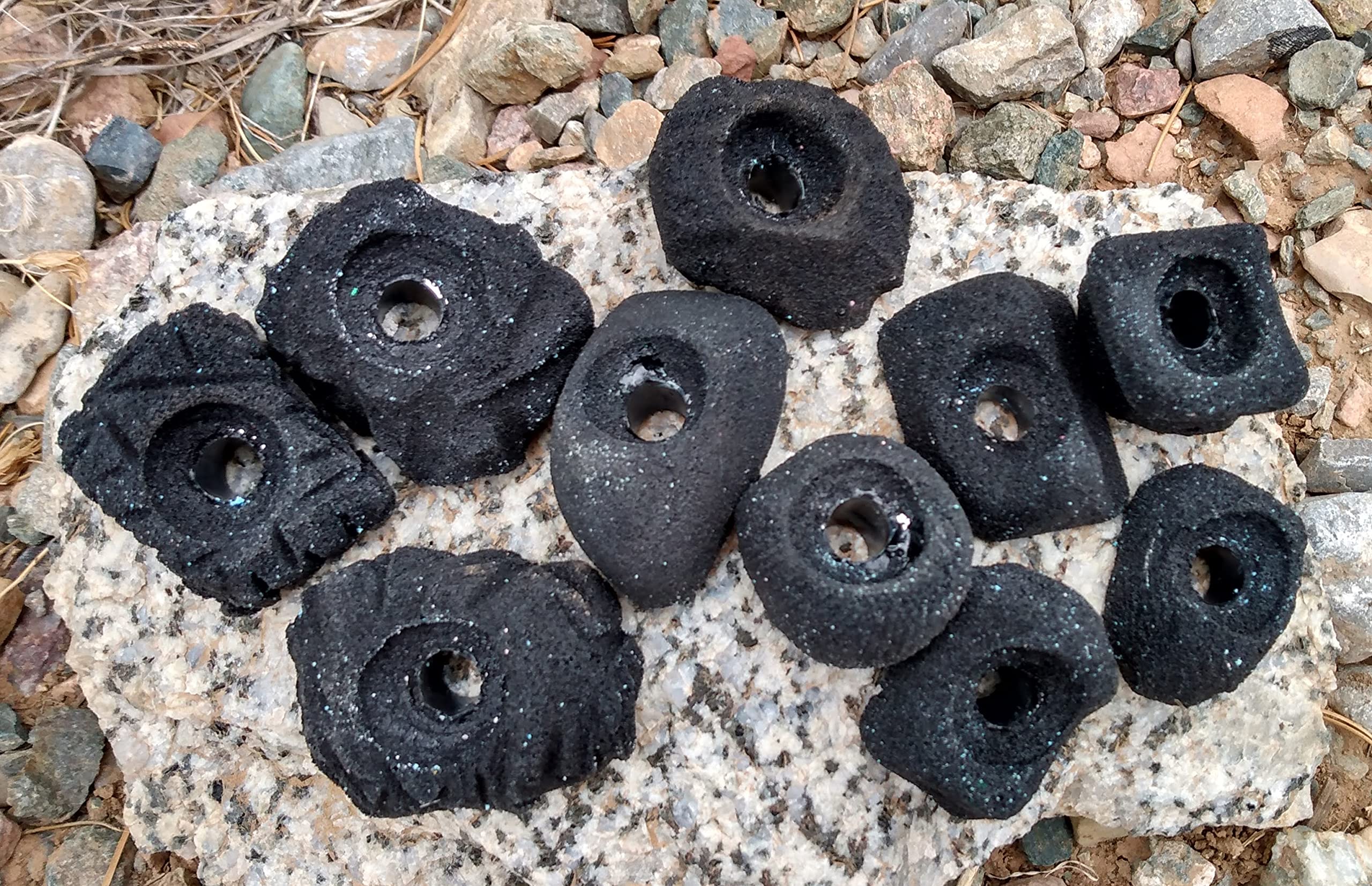 Small Holds Climbing Pack of 10 Bolt-on Holds of Foot and Crimp Size (Black)