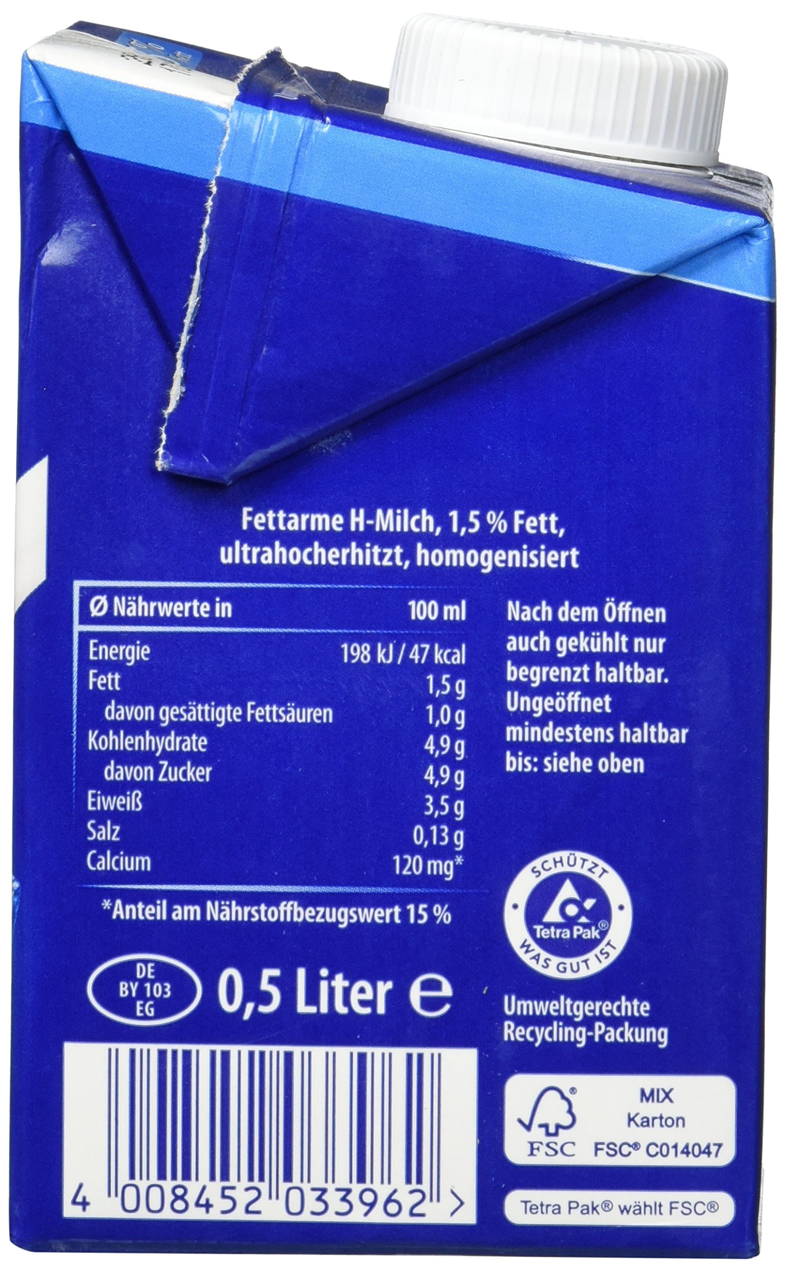 Weihenstephan Haltbare Milch 1.5 Prozent, 12er Pack (12 x 500 ml)