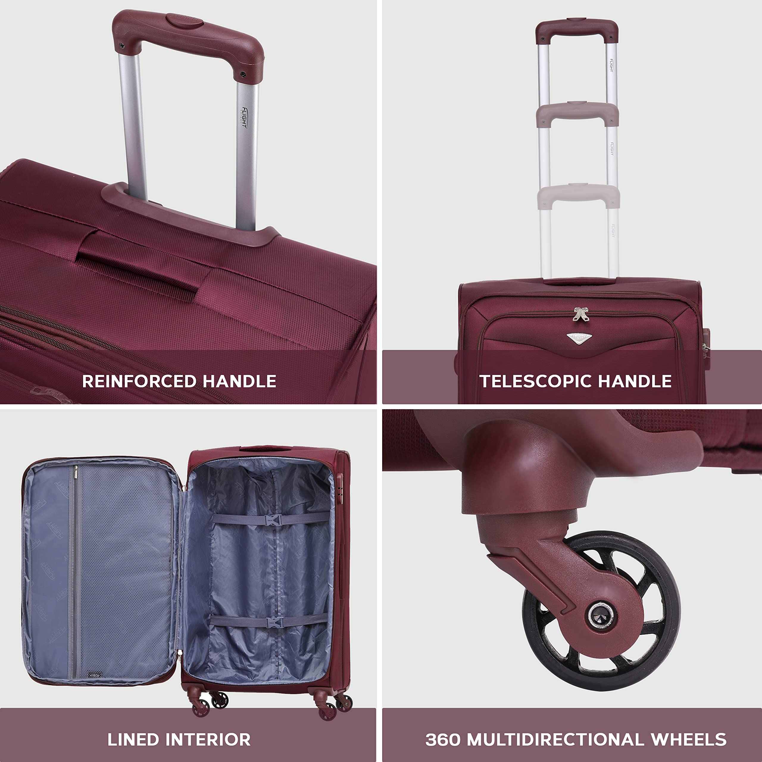Flight Knight Lightweight 4 Wheel 800D Soft Case Suitcases Anti Crack Cabin & Hold Luggage Options Approved for Over 100 Airlines Including easyJet, BA & Many More! — view 7