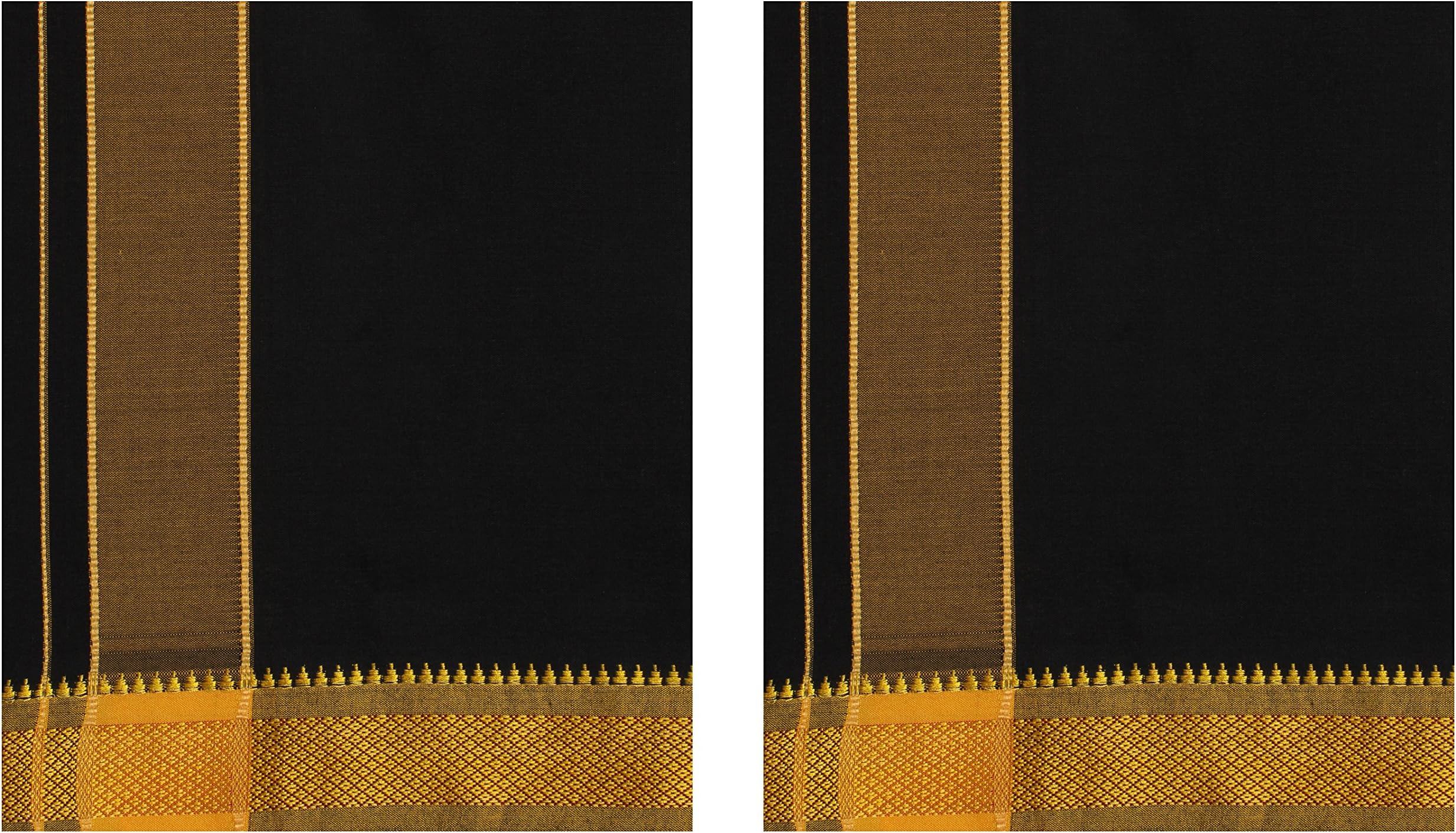 Indhirani Men's Cotton Dhotis-Black, Pack of 2-S05