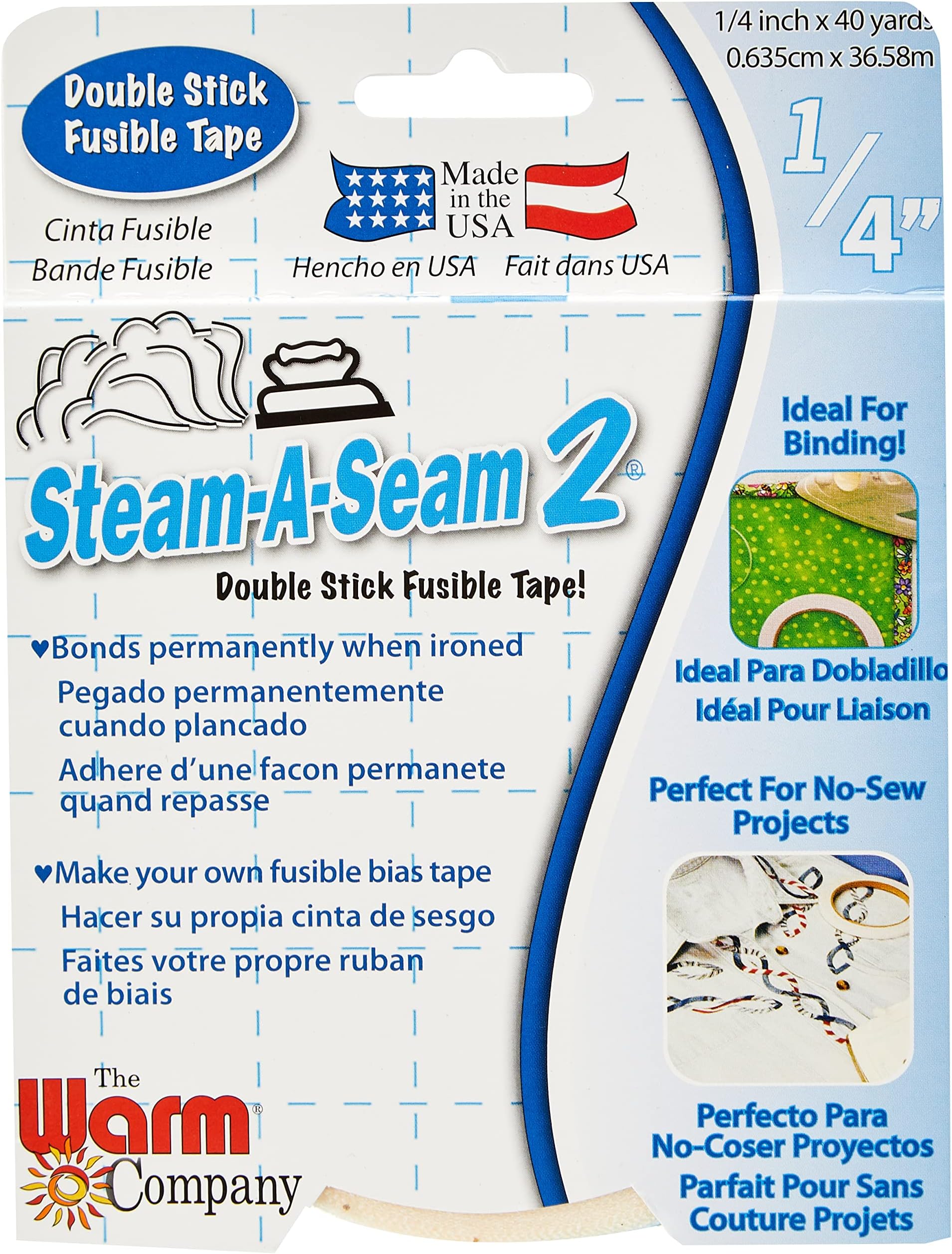 The Warm Company Steam-A-Seam 2 Double Stick Fusible Web 1/4"X40 Yards