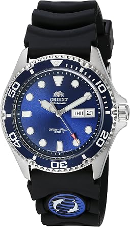 Orient Mens Ray II Rubber Japanese Automatic Stainless Steel Diving Watch, ColorSilver-Toned Model FAA02008D9