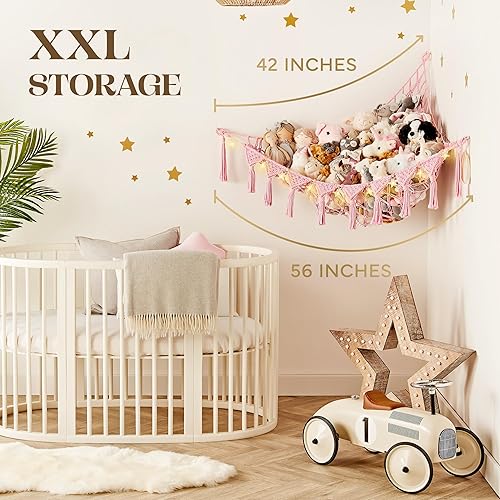 Miniatura 5 de Hamaca para Animales de Peluche Esquina | Resistente Red de Animales de Peluche Artesanal | Soporte para Peluche de 4mm con Cordón de Macramé Doble