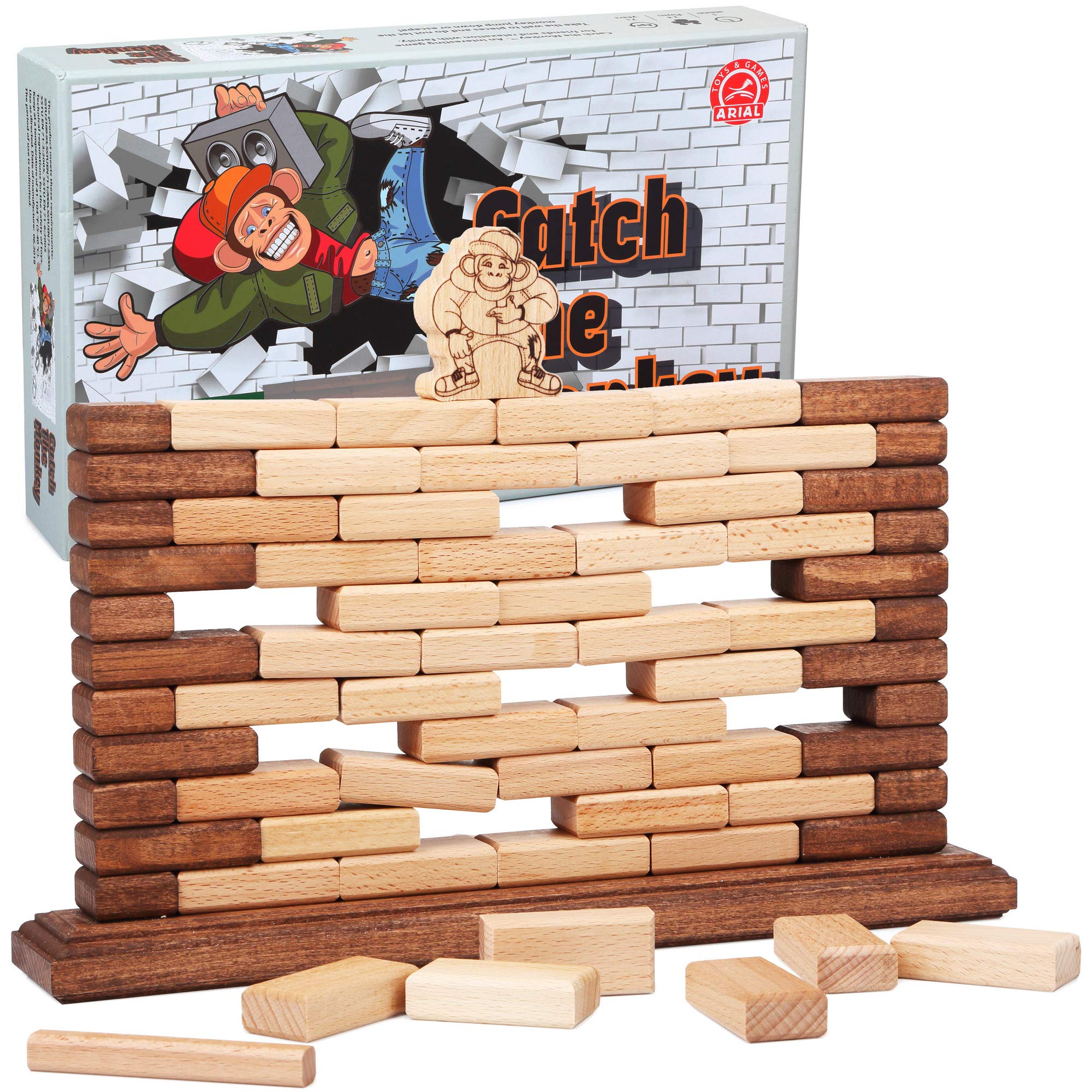 Catch the Monkey Game _ Fun Educational Family Board Game for Kids and Adults _ Wooden Block Stacking Game _ Takes Balance Speed Patience