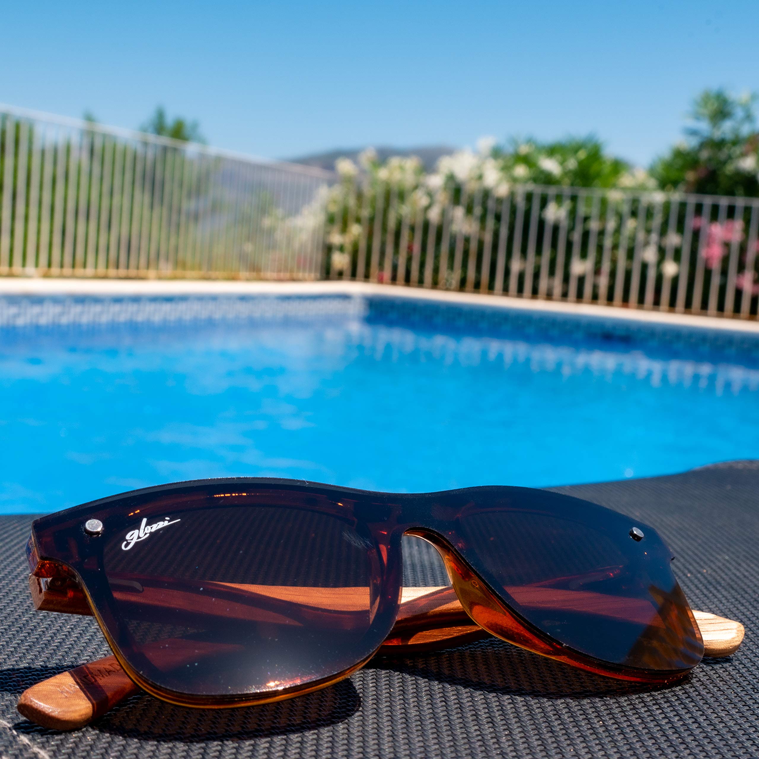 Sonnenbrille Herren und Damen Holz Polarisiert UV400 mit Holzbügeln und Brillenetui aus Kork