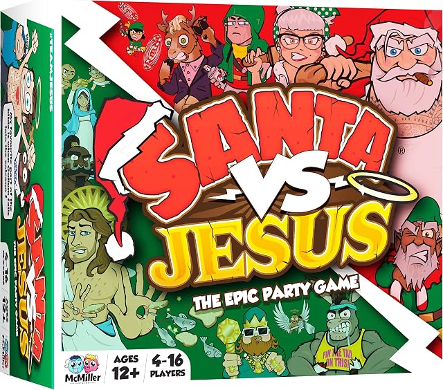 MCMILLER ENTERTAINMENT Santa VS Jesus - The Epic Party Card Game - Easy to Play Fun Challenges - Adult Board Game - Ideal for Holidays or Christmas