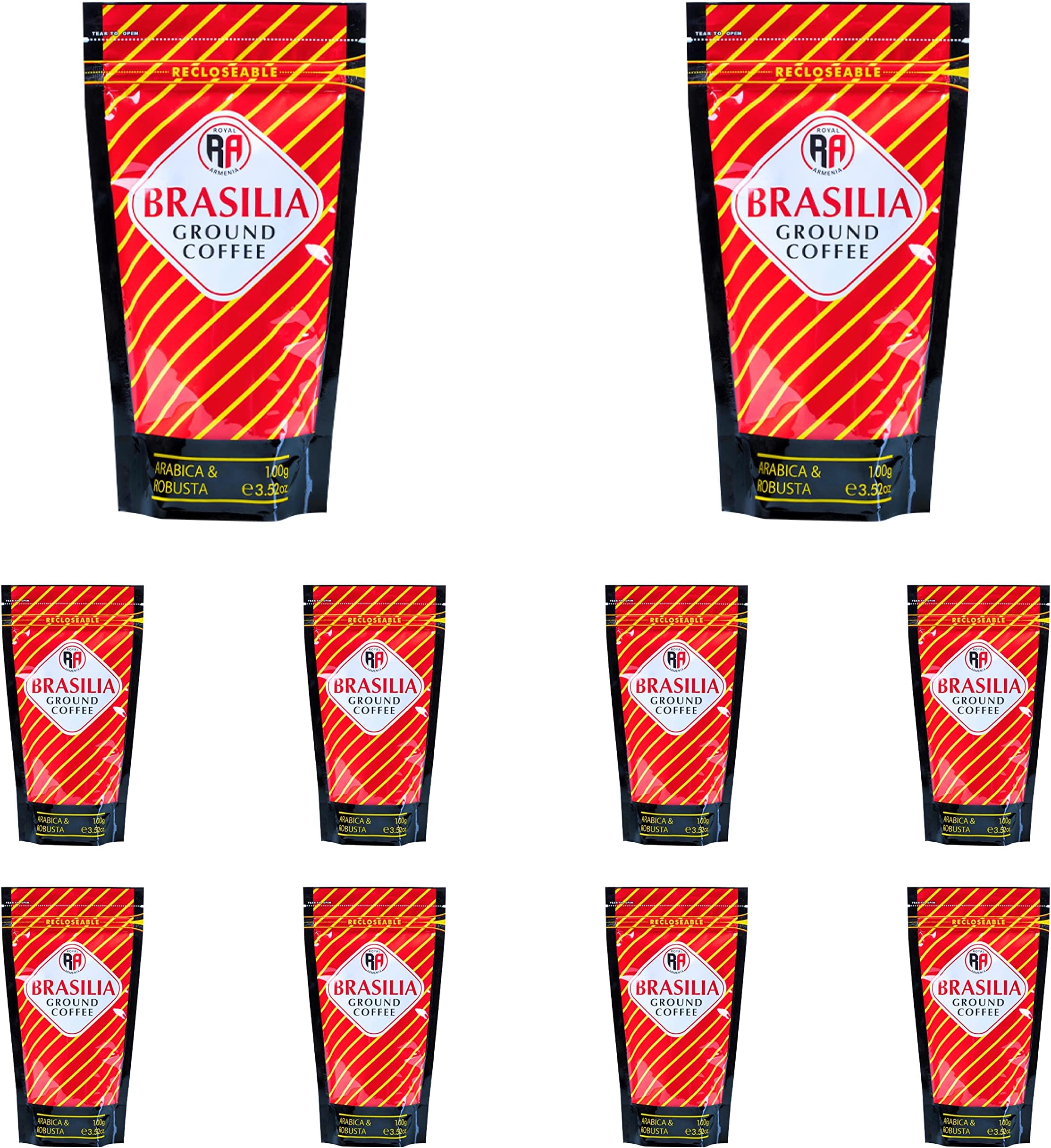 Royal Brasilia, Armenian Ground Coffee (10 packs x 3.52 oz)