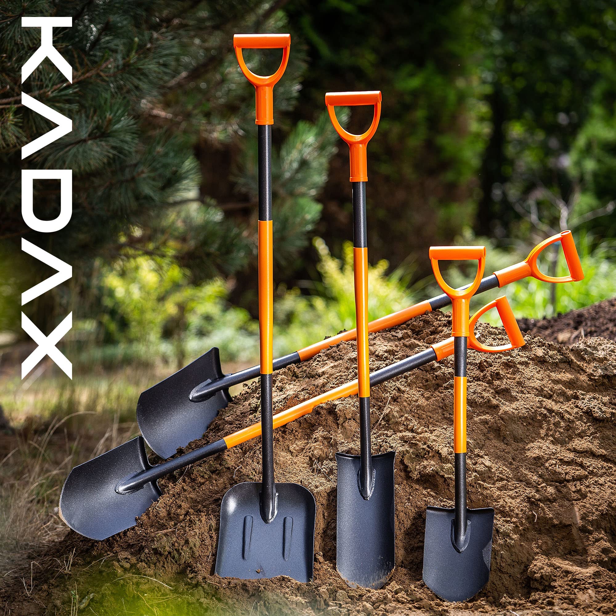 Spaziali di drenaggio Kadax, sponsor di drenaggio con mantello D, pala in acciaio, pala di pizzo con stelo, vanga da giardino ai fori, paletta di drenaggio, vanga (121 cm, nero/arancione)