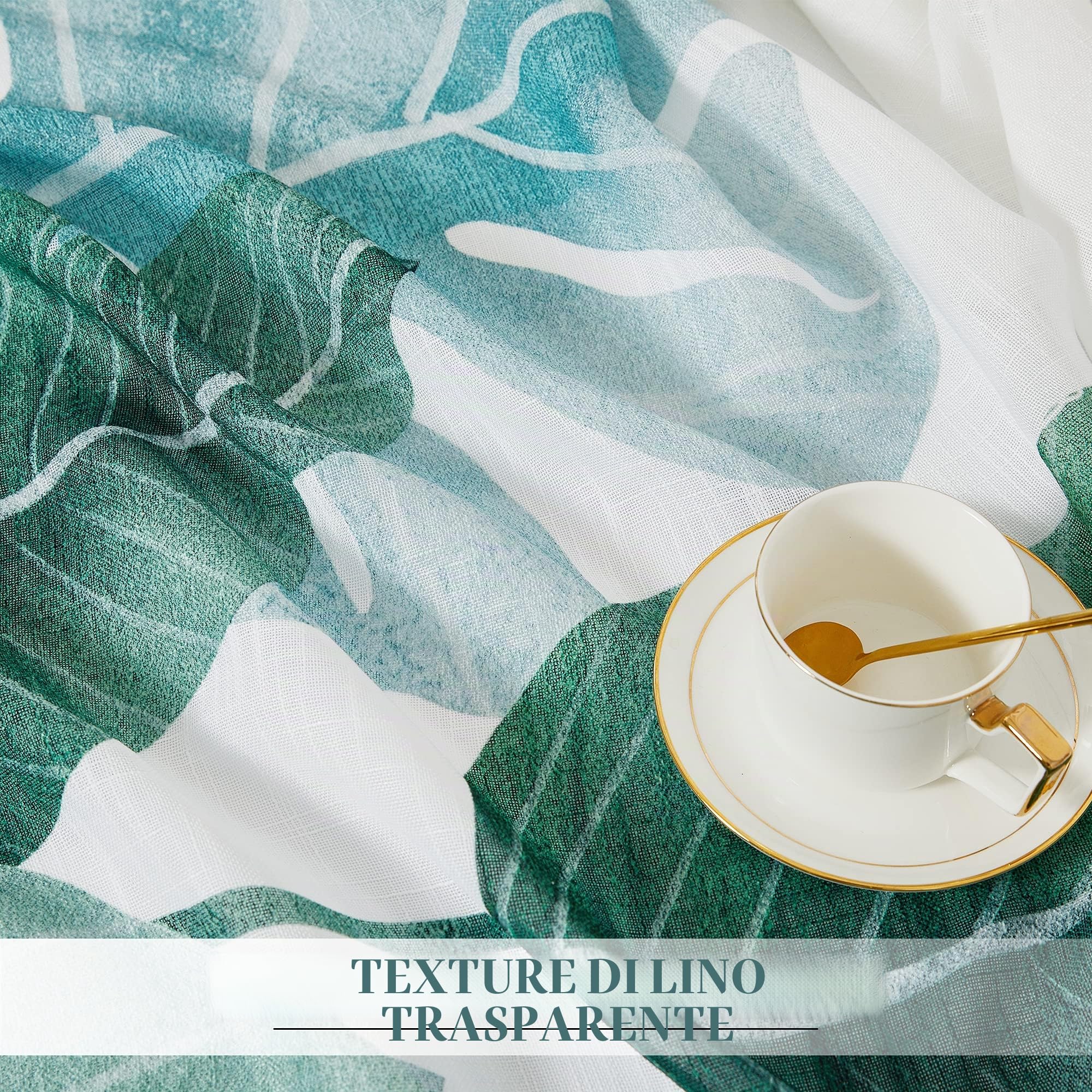 PONY DANCE - Tende Camera da Letto Regali Natale con Stampata Foglie Verde di Banana Decorazioni Tende Semitrasparenti Cameretta Soggiorno/Cucina/Salotto/Finestra, L 132 x A 240 cm, 2 pezzi