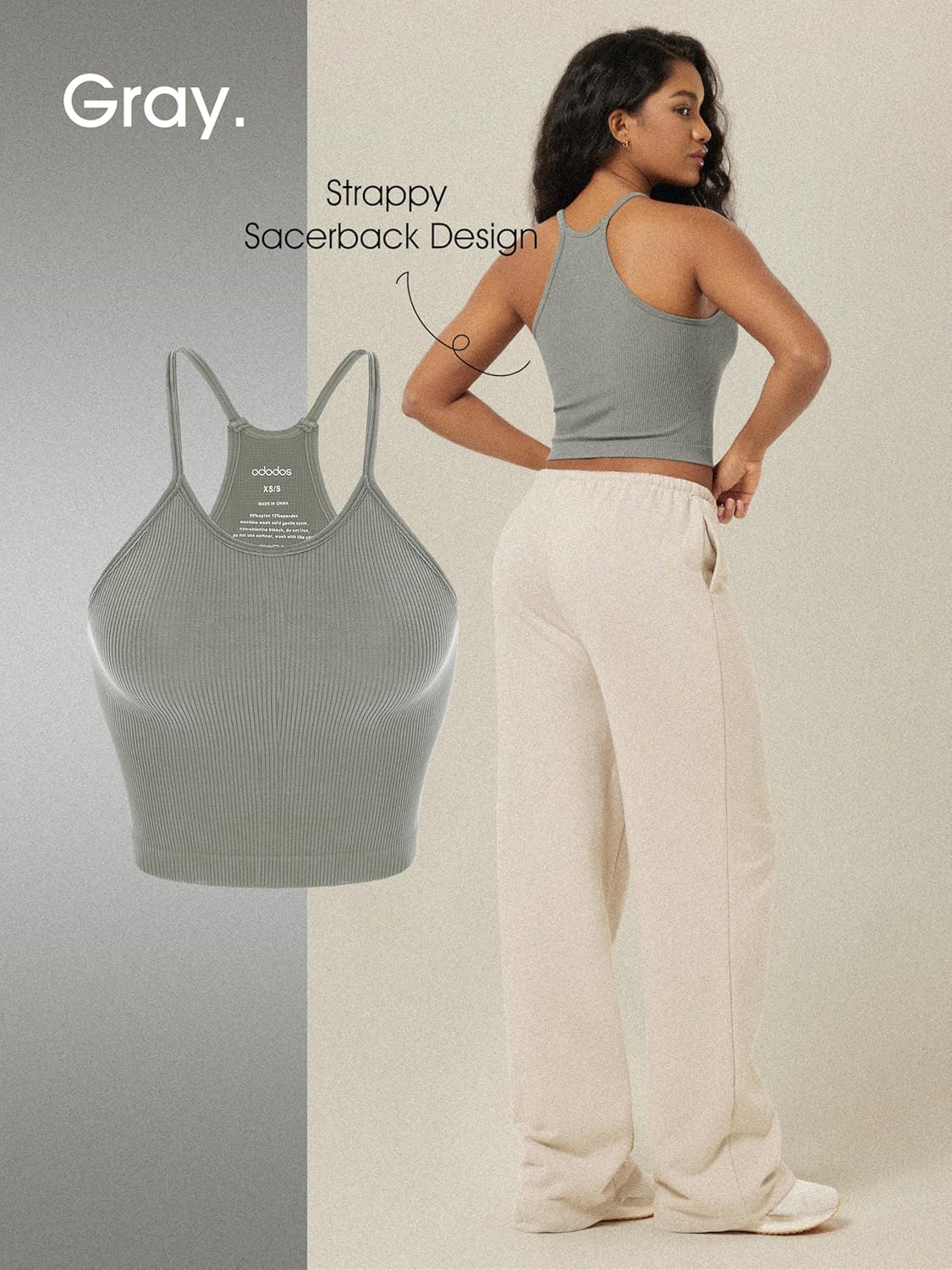 ODODOS Women's Crop 3-Pack Seamless Rib-Knit Camisole Crop Tank Tops - Image 5