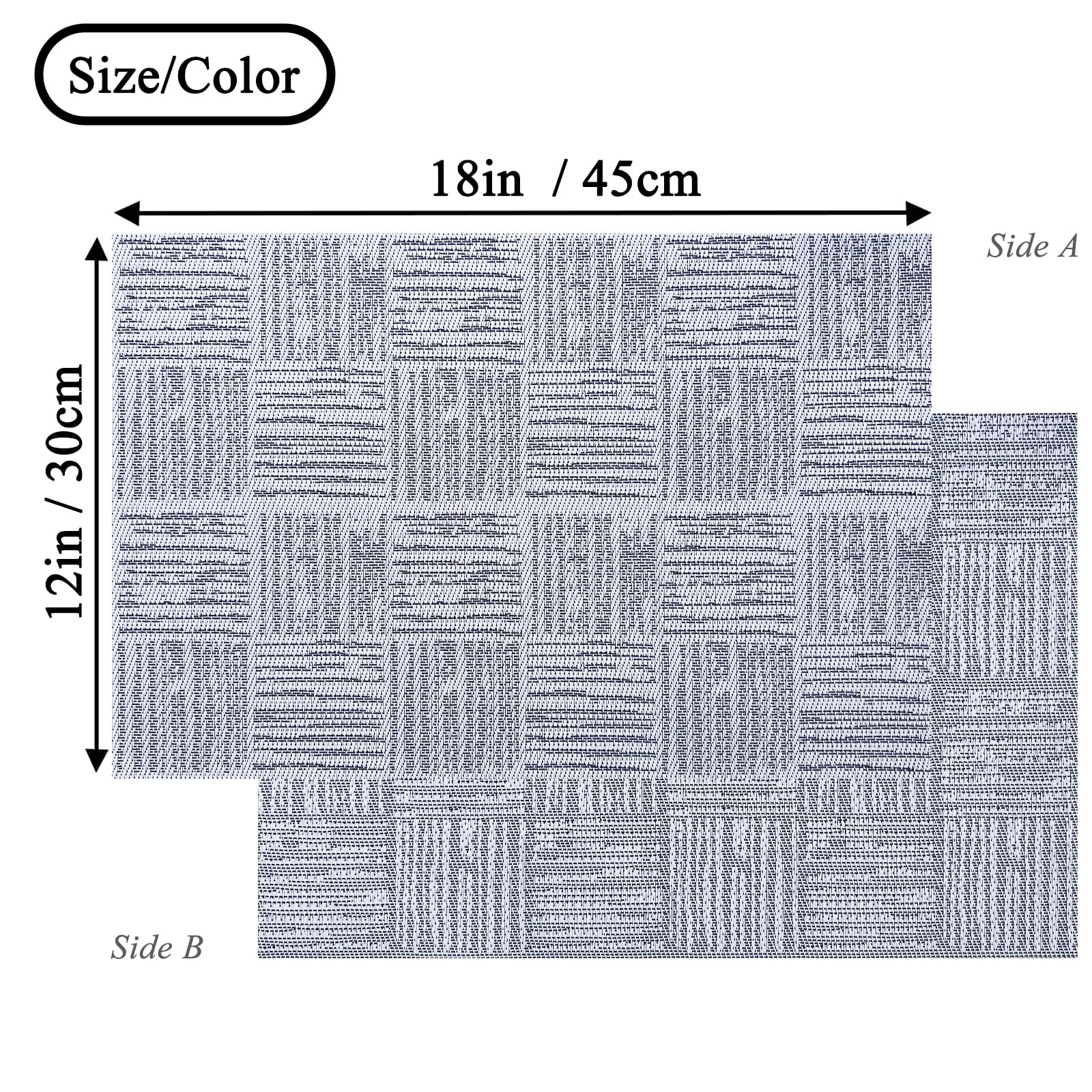 Set di 8 tovagliette all'americana in plastica vinilica, per tavolo da pranzo, antiscivolo, lavabile, per uso quotidiano, patio, cucina, decorazione (45,7 x 30,5 cm, grigio)