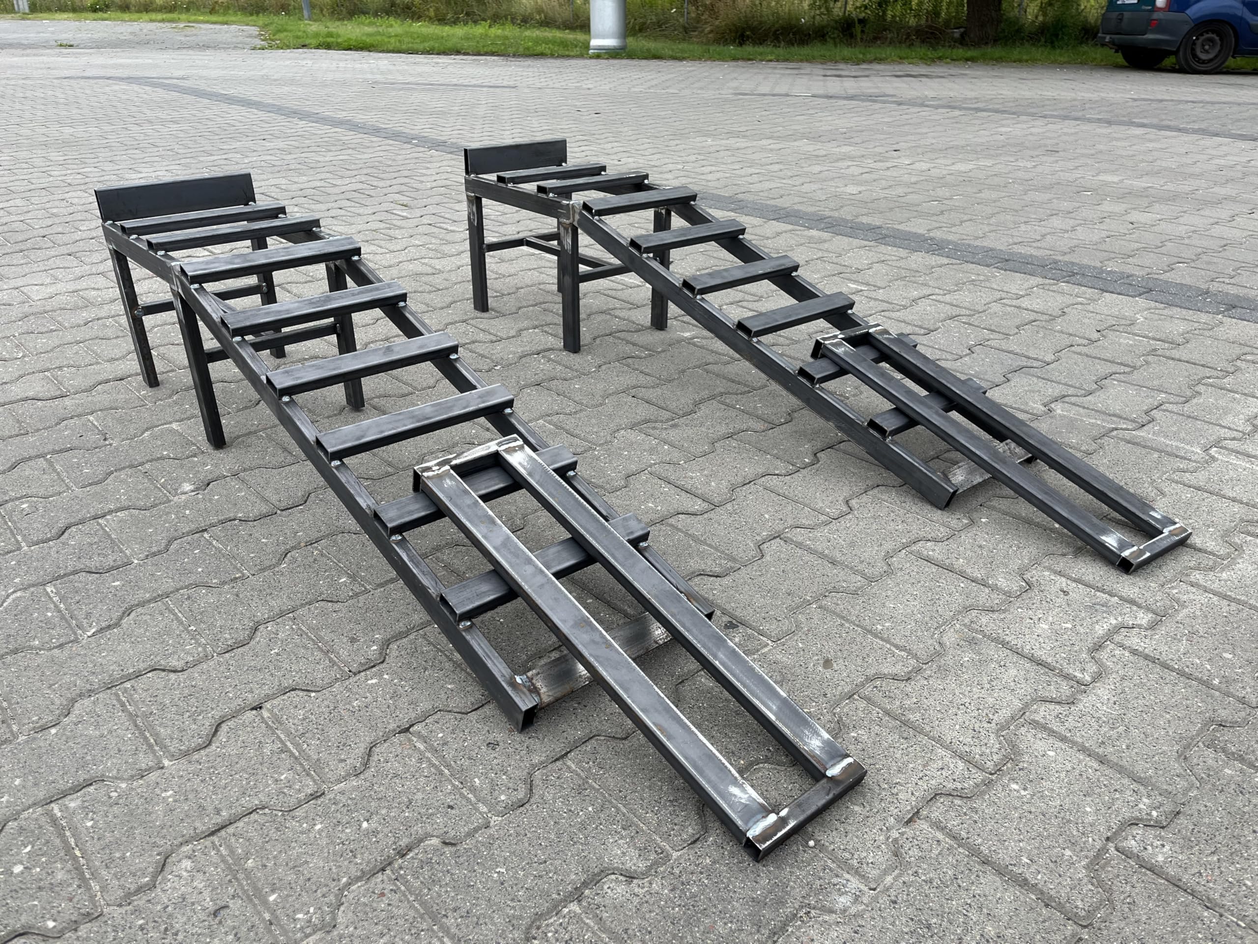 2X Rampes Auto 4000 kg – Non Peintes – avec Extensions | Charge Lourde | Low‑Profile 330 mm | pour Voitures, SUV, 4x4 | Idéal Atelier & Vidange