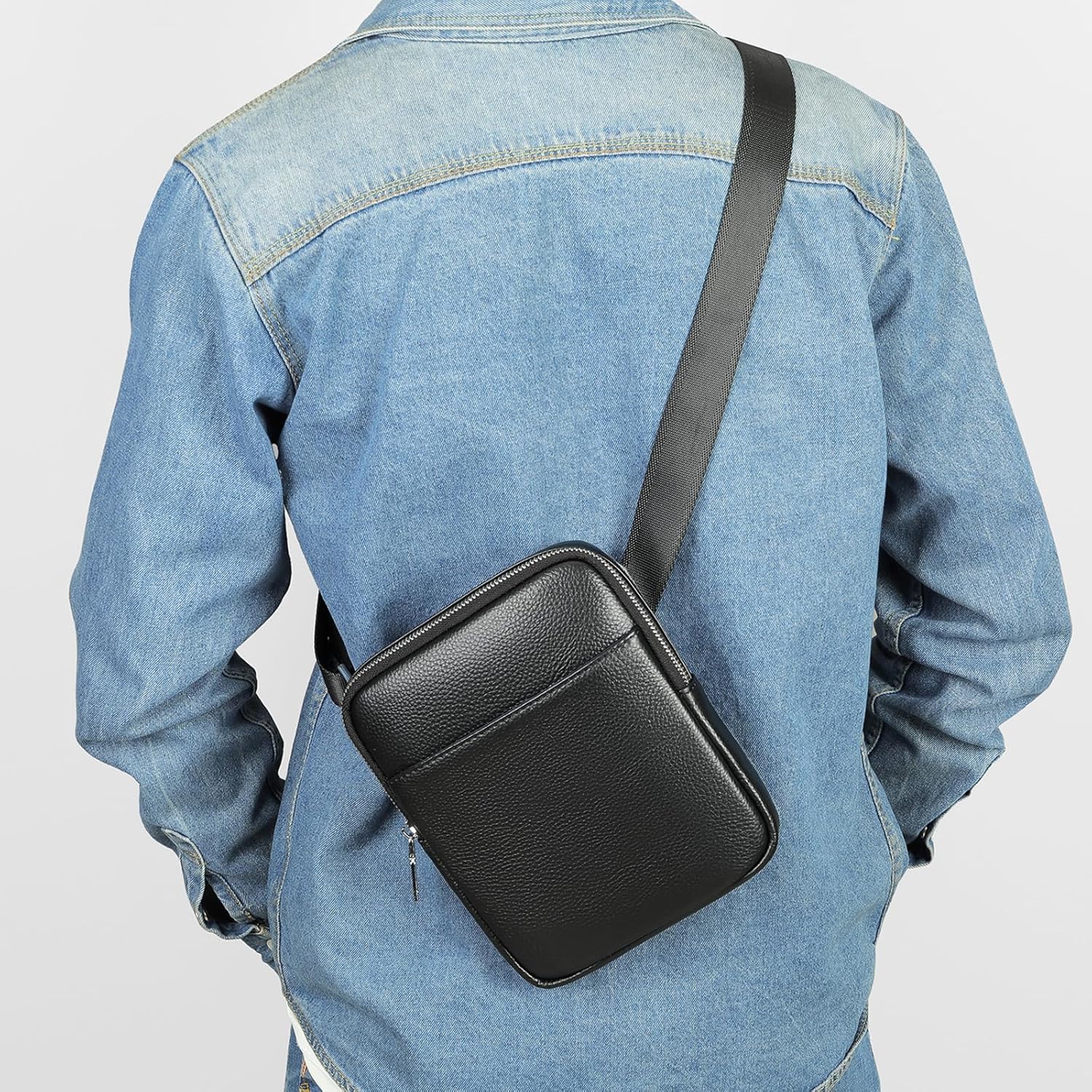 NIUCUNZH Man Purses and Bags Small, Mini Genuine Leather Messenger and Shoulder Bag for Men with lots of Zipper Pockets | Small, Mini, for Men - Image 7