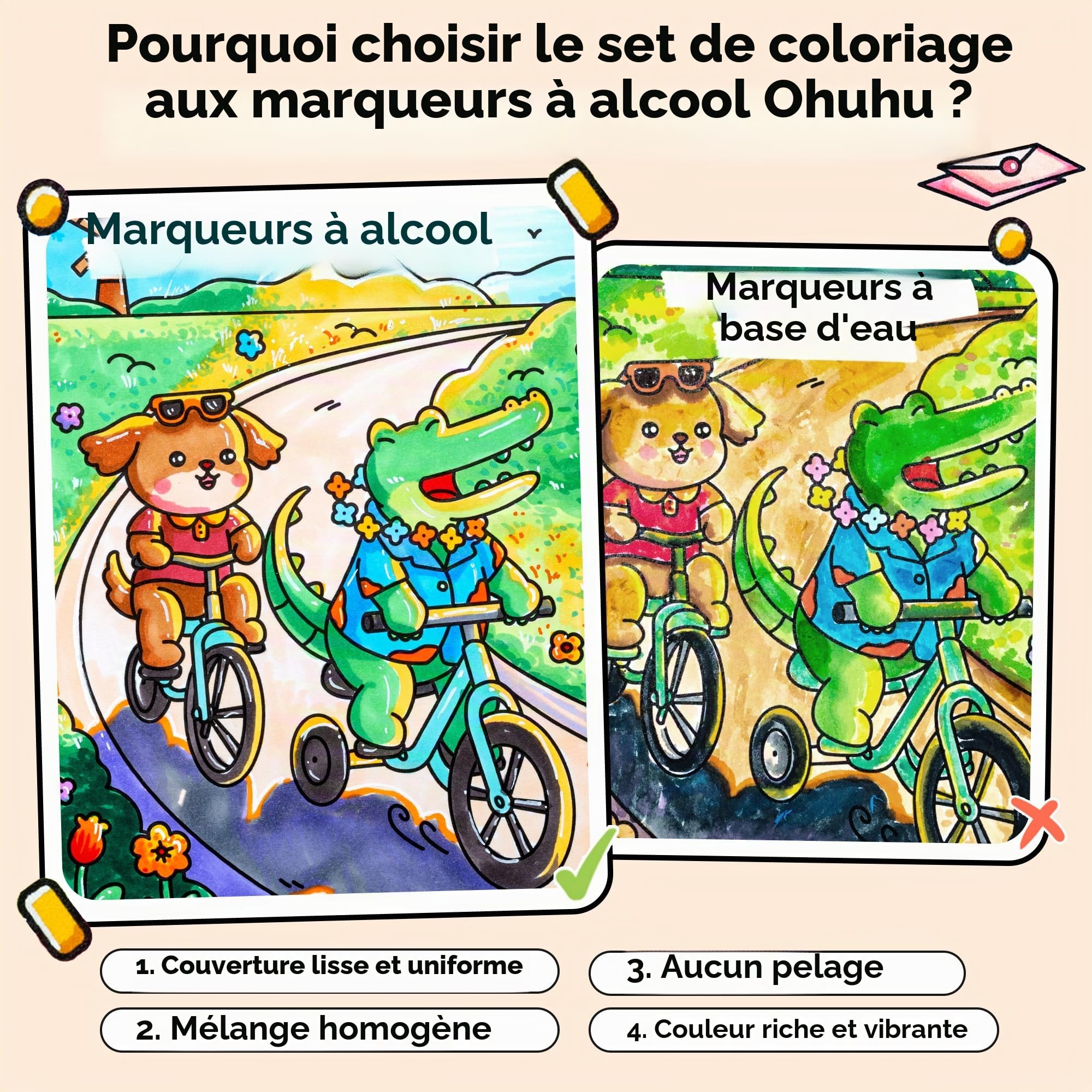 Ohuhu Honolulu B Lot de 48 marqueurs à alcool avec livre de coloriage, certifié AP - Marqueurs artistiques rechargeables à double pointe pour coloriage adulte, illustration, cadeau anti-stress pour