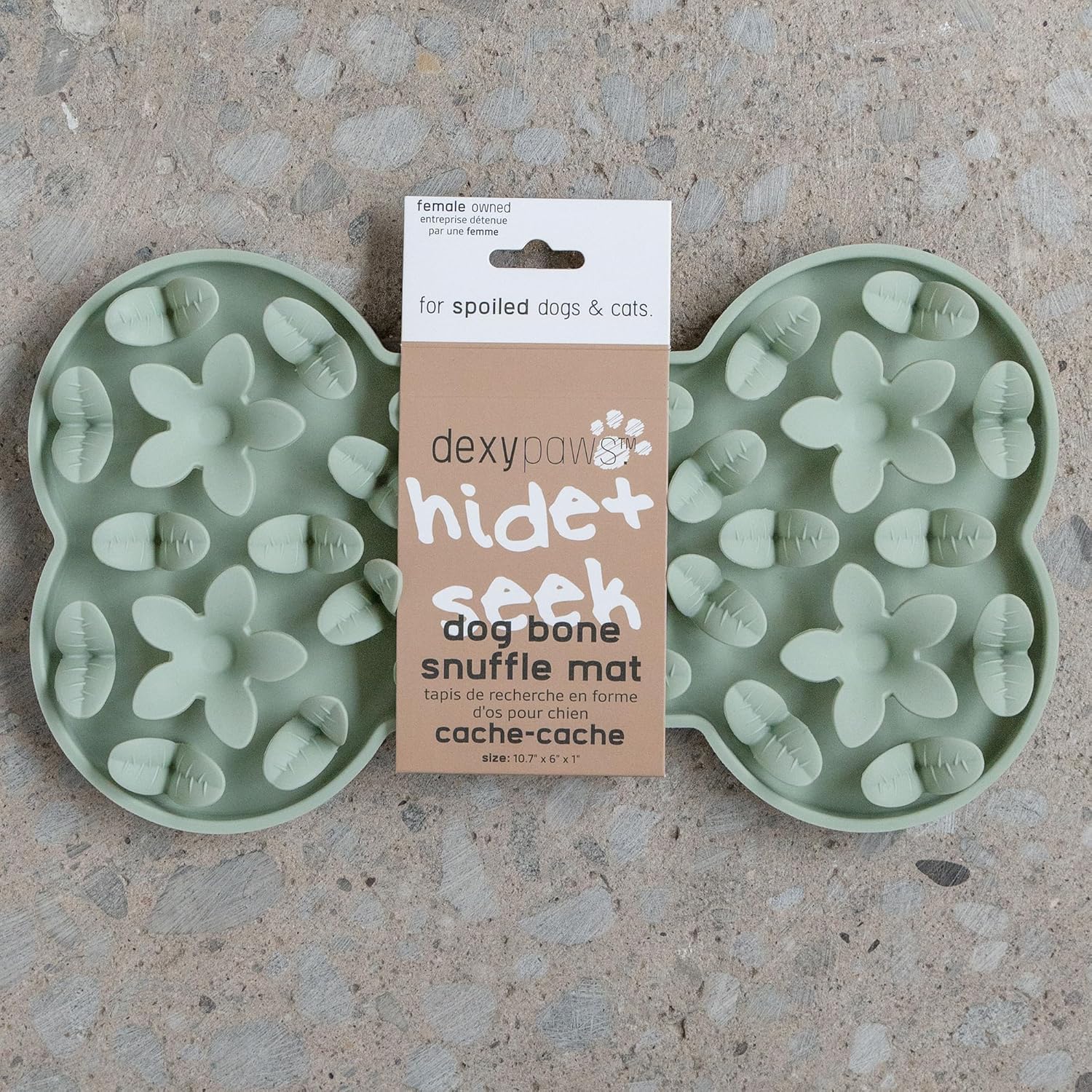 Enrichment Snuffle Mat: Sage Green Bone - Textured Dog Feeding Pad, Food Grade Silicone, Spread Food &Treats, Pet Soothing, Suction Back