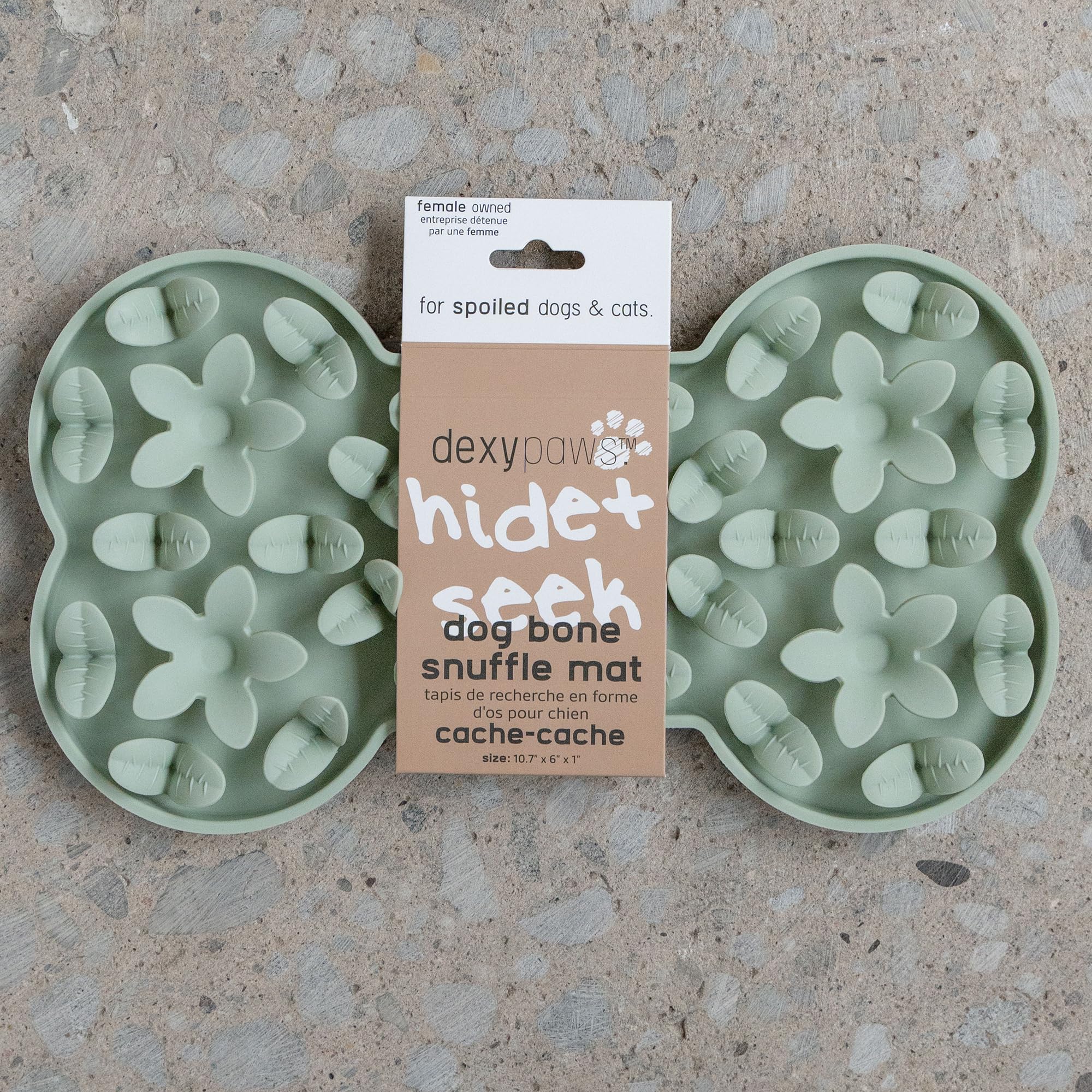 Dexypaws: Enrichment Snuffle Mat: Sage Green Bone - Textured Dog Feeding Pad, Food Grade Silicone, Spread Food &Treats, Pet Soothing, Suction Back