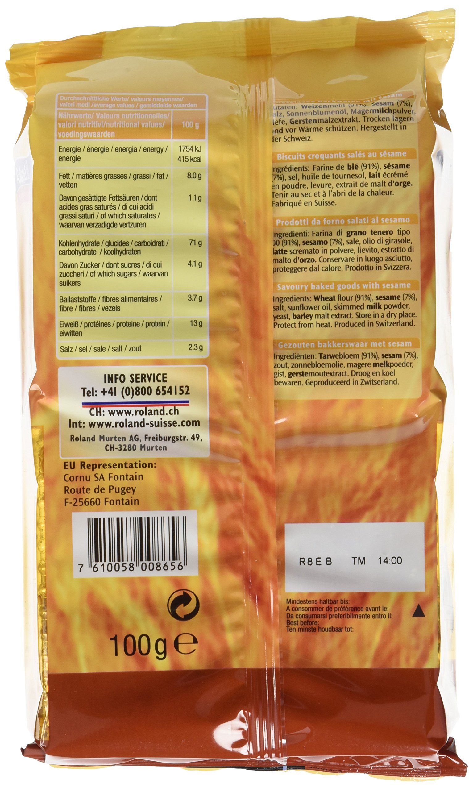 Roland Bretzeli Sesam 100 g, 18er Pack (18 x 100 g)