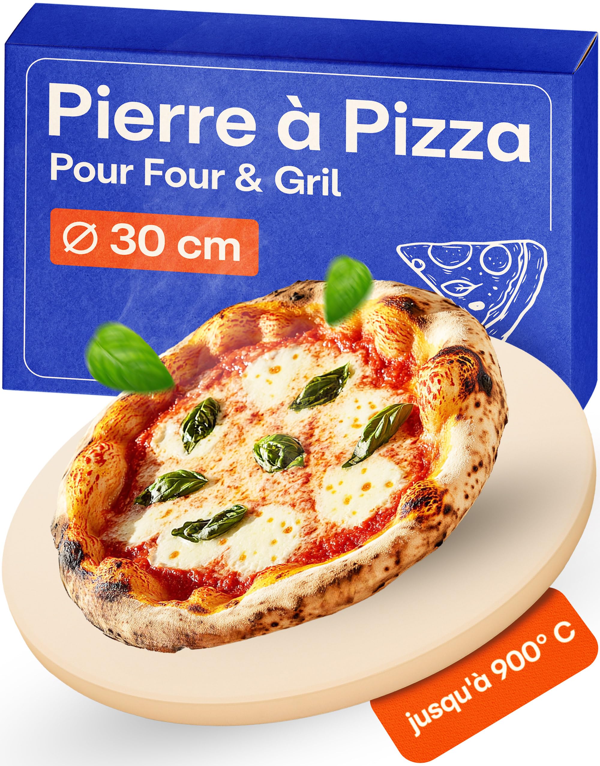 Praknu Pierre a Pizza pour Four - Rond 30cm - Pierre Pizza en Cordiérite à Four et Barbecue - Pour Pizzas Croustillantes