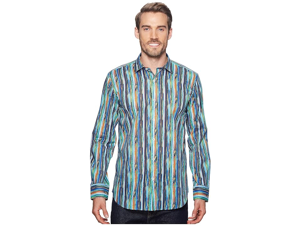 

BUGATCHI Shaped Fit Woven Shirt (Candy) Men's Long Sleeve Pullover