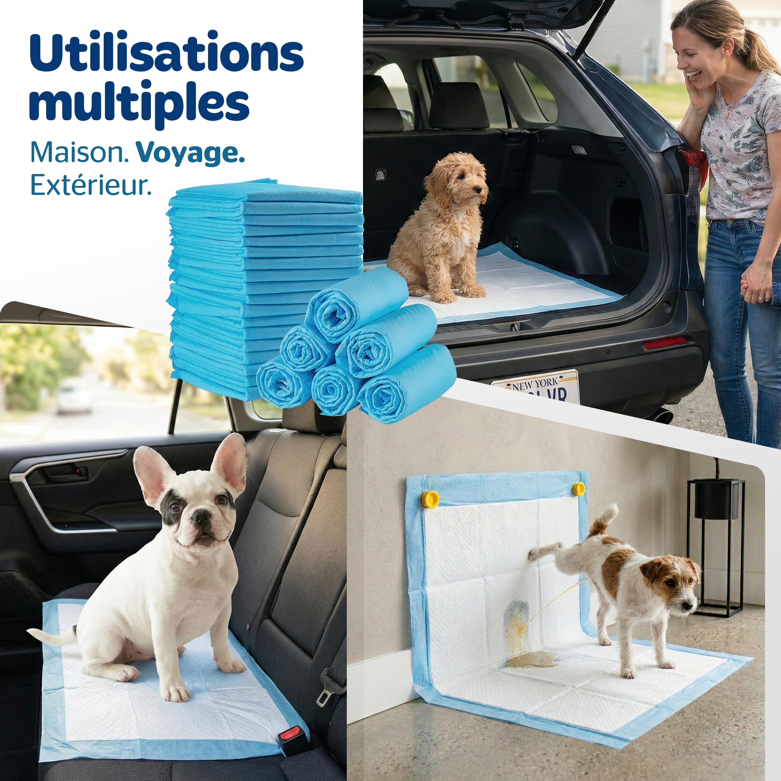 PORTENTUM Alaise pour Chien 90x60 cm 100 unités – 6 Couches absorbantes antifuite – Tapis Absorbant Chien Anti-odeurs