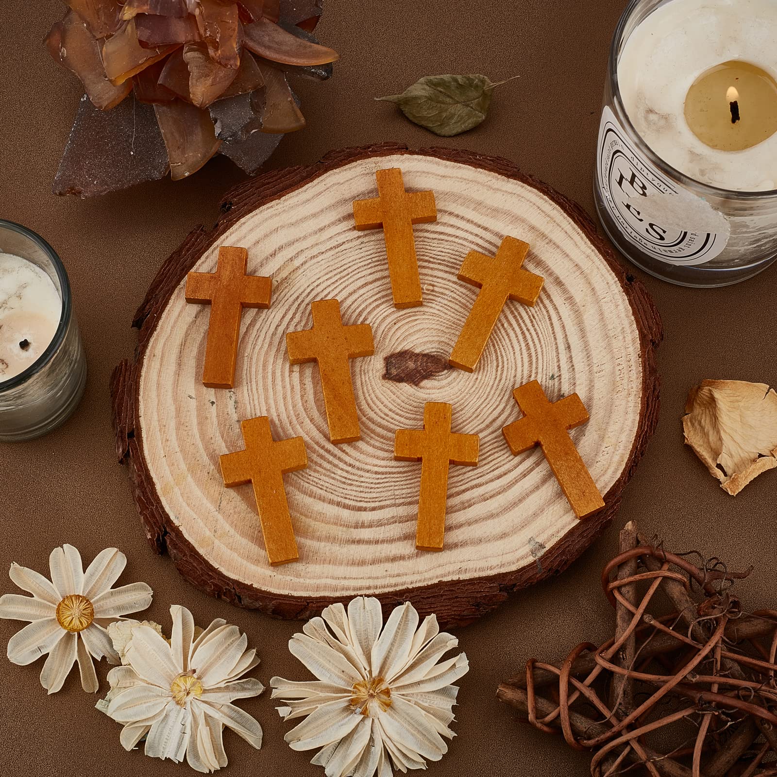 SUNNYCLUE 60Pcs Easter Wooden Crosses Bulk Wood Cross Pendants Natural Wooden Small Cross Charms Pendants for Party Favors Necklace Jewelry Making DIY Craft Handmade Accessories - Image 4