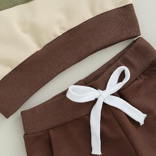 Miniatura 6 de BeQeuewll Ropa para bebé niño de otoño e invierno, 2 piezas, bloque de color, sudadera y pantalones con cuello redondo