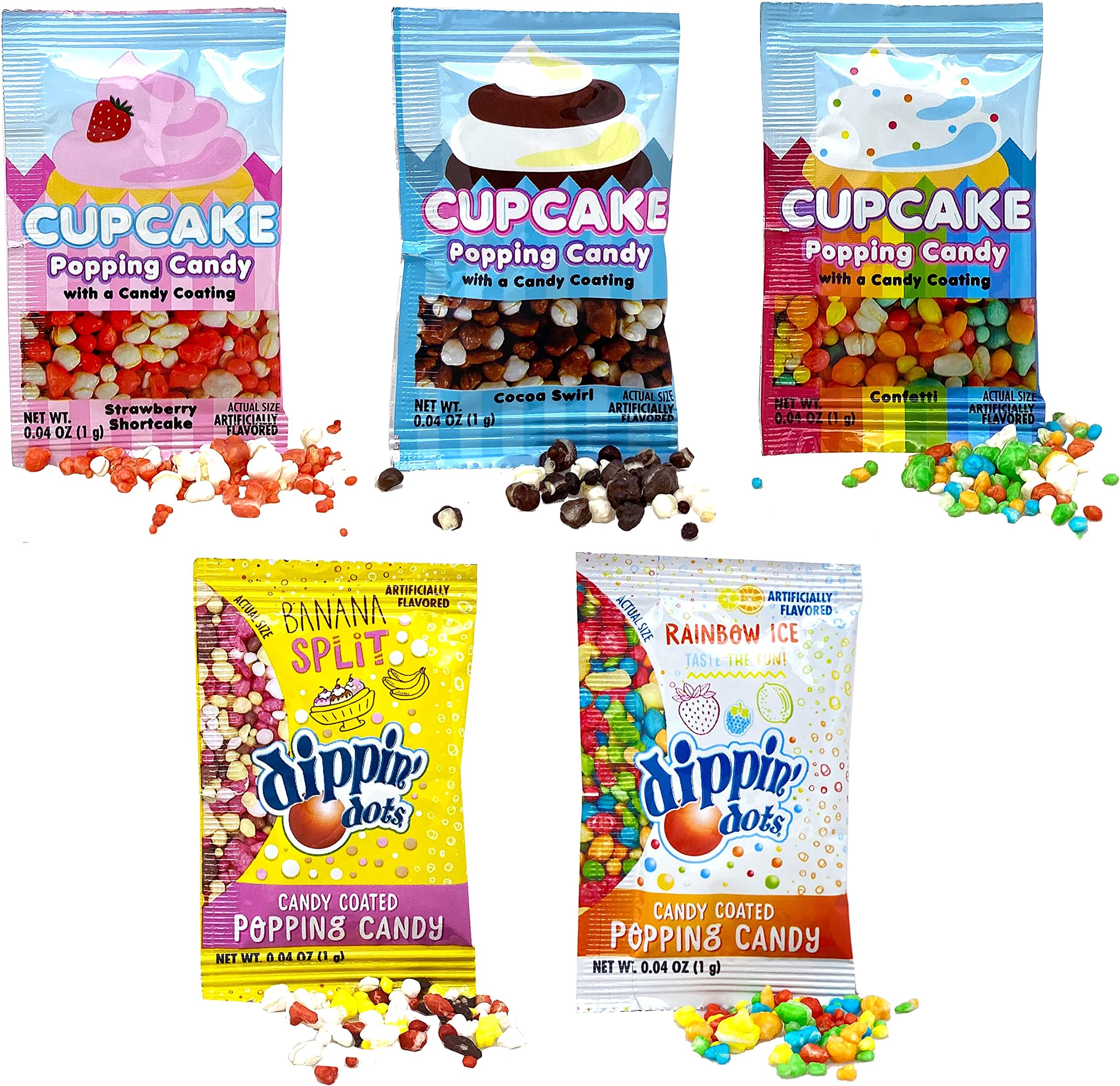 Dippin Dots and Cupcake Popping Candy Variety Pack of 100 – Small Candy Packs for Party Favors, Candy Handouts, Trick Or Treat, Pinata Candy