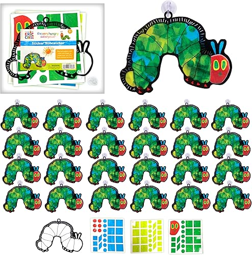 Miniatura 1 de Creativity for Kids Suministros para fiestas de The Very Hungry Caterpillar adhesivos Suncatchers - 24 recuerdos de fiesta de cumpleaños, recuerdos