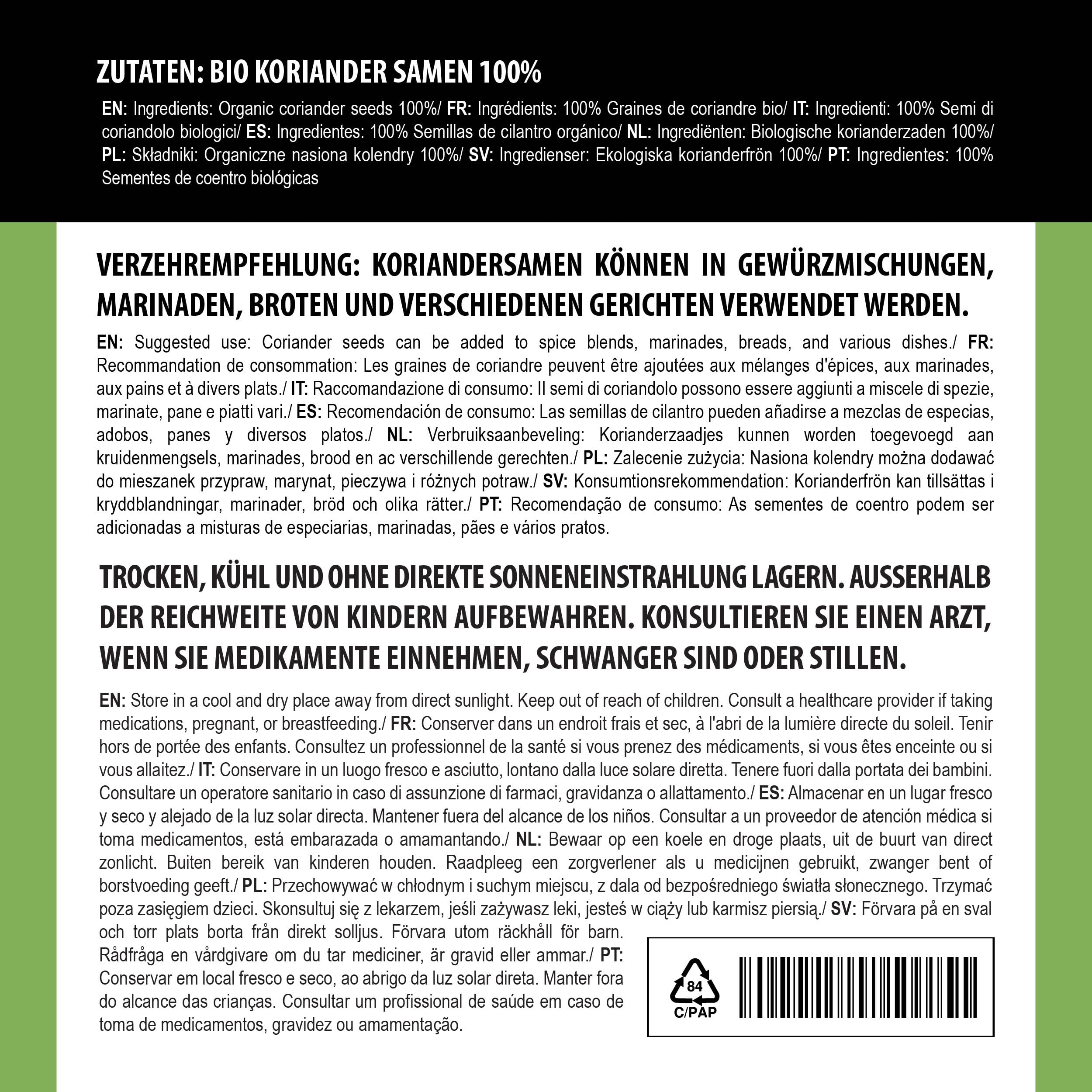 Alpi Nature Coriandre Graine BIO 1kg, Graines de Coriandre Entières pour la Cuisine et les Mélanges d'Épices
