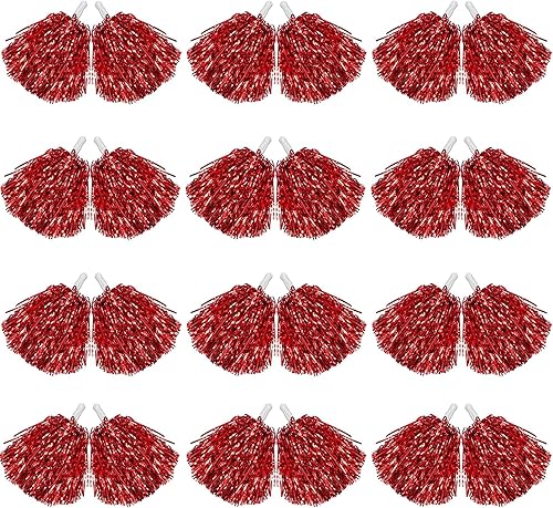 Hooshing 1224100 pompones de animadora de papel metálico con asas de plástico para rooters, escuadrón de animación, deportes de espíritu de equipo