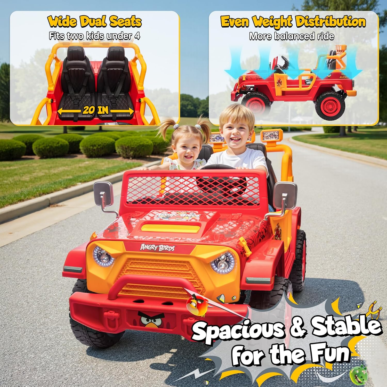 Car for Kids, XL 24V 2 Seater Ride On Electric Car w/Remote Control, 24volt Battery Powered Electric Vehicle w/ 20" Large Seat, 130lbs Weight Capacity, Bluetooth