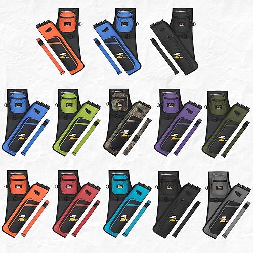 Miniatura 9 de SUNYA Carcaj de cadera de tiro con arco para flechas. Incluye 3 tubos de soporte de flecha, bolsillos de accesorios y cinturón de cintura. Apto para