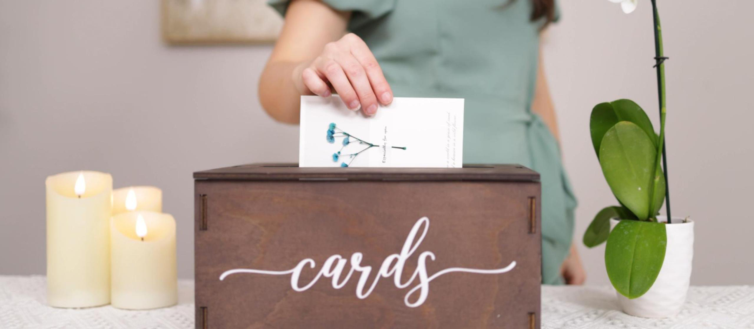 Wooden Wedding Card Box with Slot and Lid | Graduation Card Box for Party 2026 | Grad Gift Money Envelope Holder for Reception, Bridal Shower, Birthday, Retirement | Rustic Keepsake Decorations