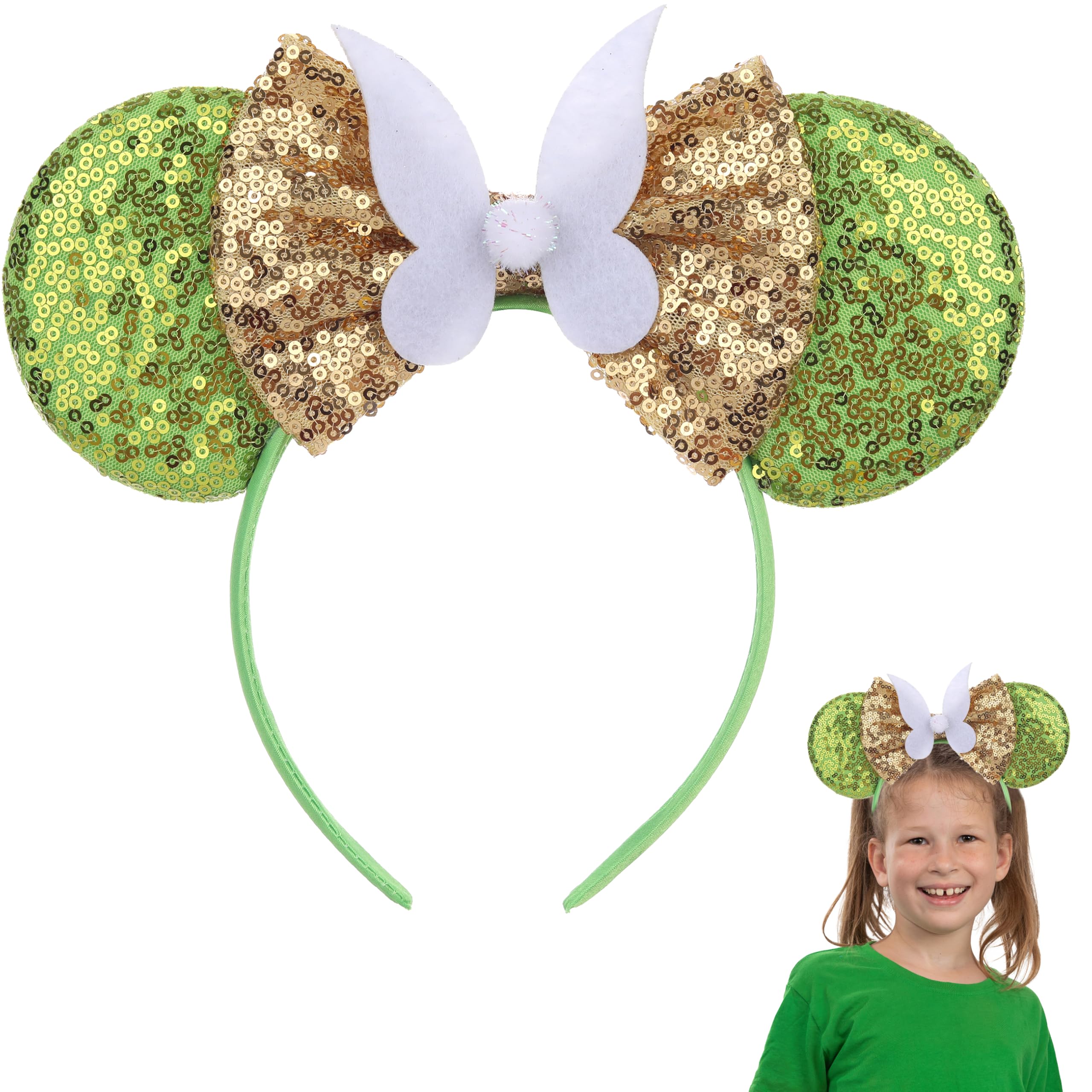 Leziazany Fairies Mouse Ears Headbands Sequin Bow Mouse Ears for Women Party Decoration Cosplay Costume