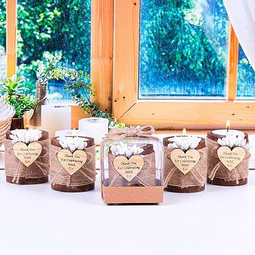 Vista 50 de HTF - Juego de 10 portavelas de madera para decoración de baby shower, regalos de revelación de género, portavelas de madera para baby shower Marrón