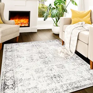 Grey & Beige 3x5 Area Rug - Kid & Pet Friendly, Washable - Istana
