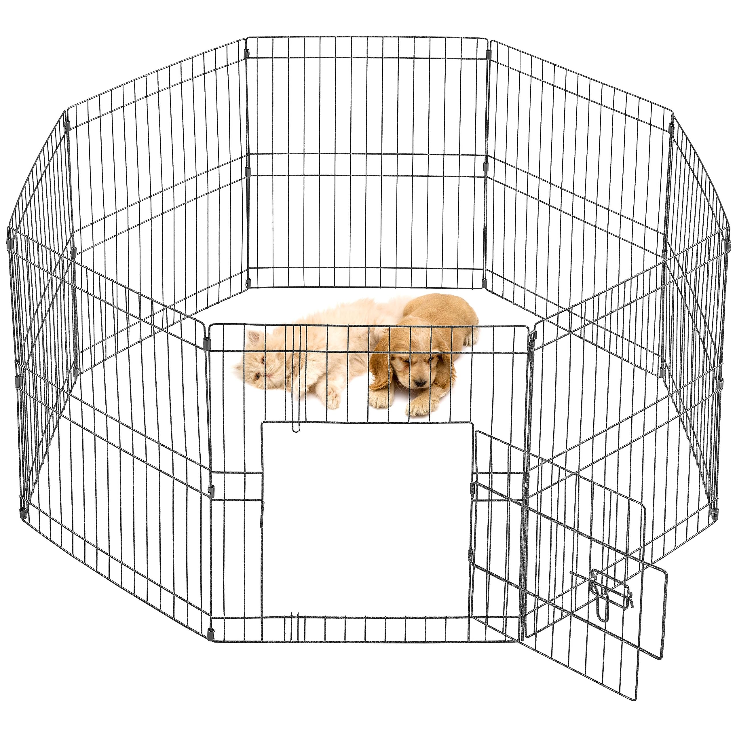 Yaheetech 8-TLG Welpenlaufstall 61cm hoch, Freilaufgehege mit Tür, hundegitter für Innen- & Außenbereich, Tierlaufstall für Hund Katze Welpe Kaninchen, flexibel und faltbar, Einfache Montage