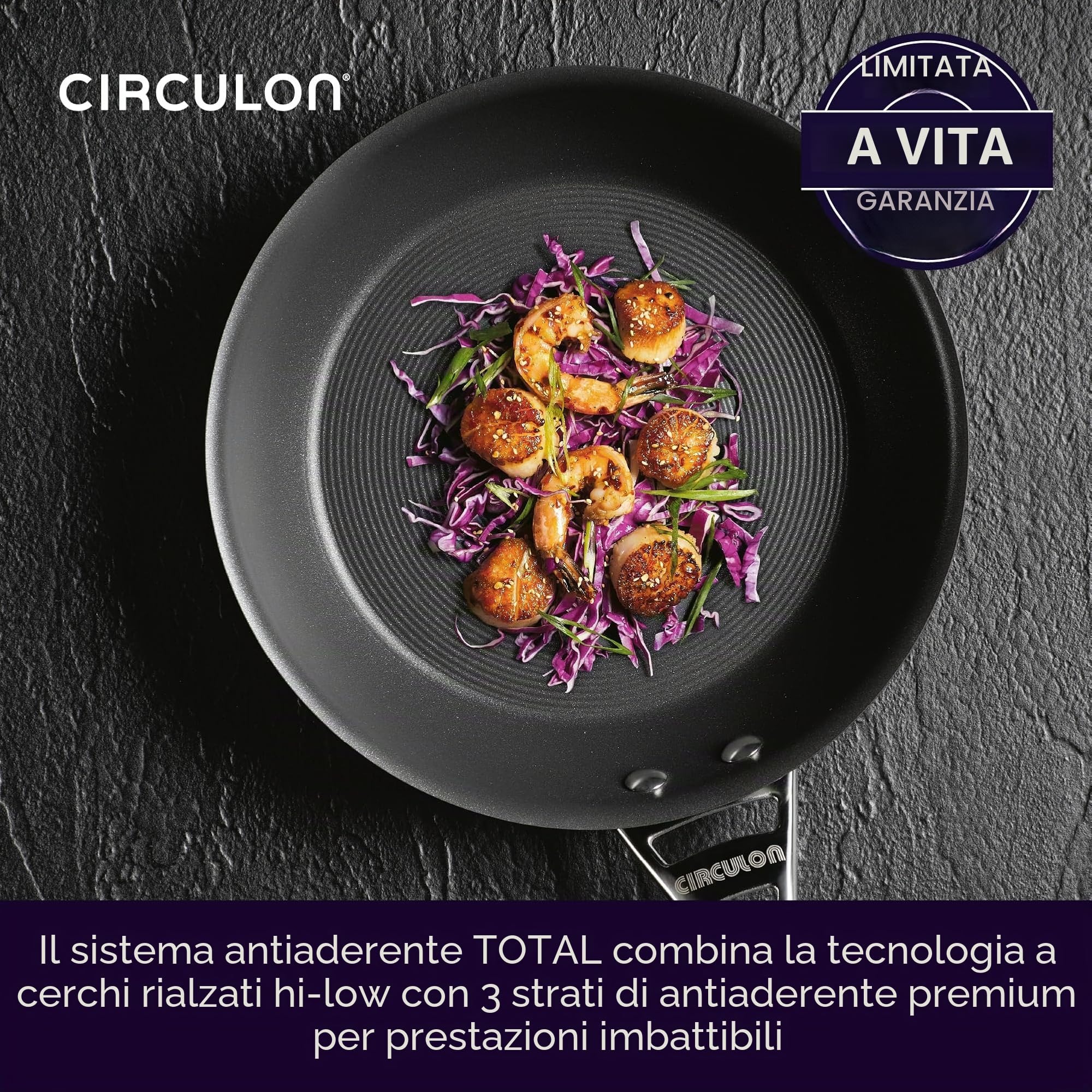 Circulon Infinite - Wok antiaderente a induzione con coperchio in acciaio inossidabile, 36 cm