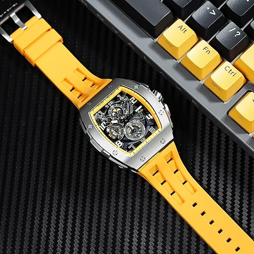 Miniatura 4 de TSAR BOMBA - Relojes para hombre, relojes de cuarzo de lujo, resistentes al agua 164 pies, analógicos, forma tonneau, con cronógrafo, calendario,