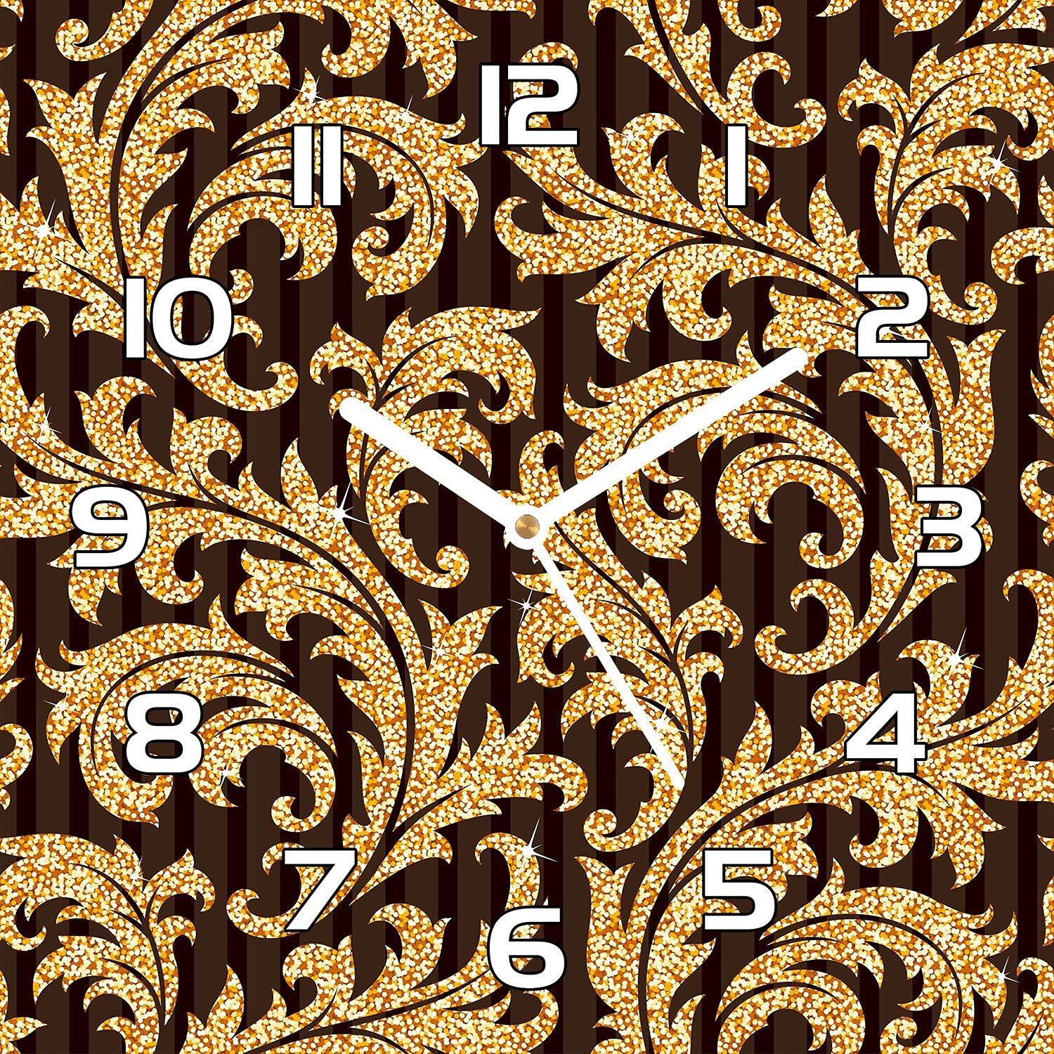 Horloge en verre aiguilles blanches 30x30 cm avec impression Golden Floral