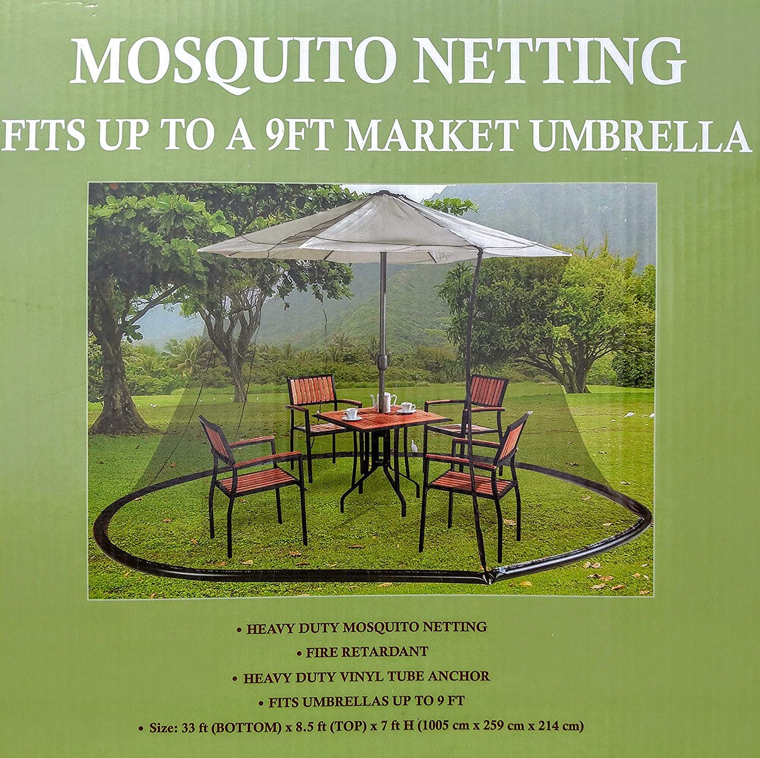 garden essentials Black Mosquito Netting for 9 ft Market Umbrella