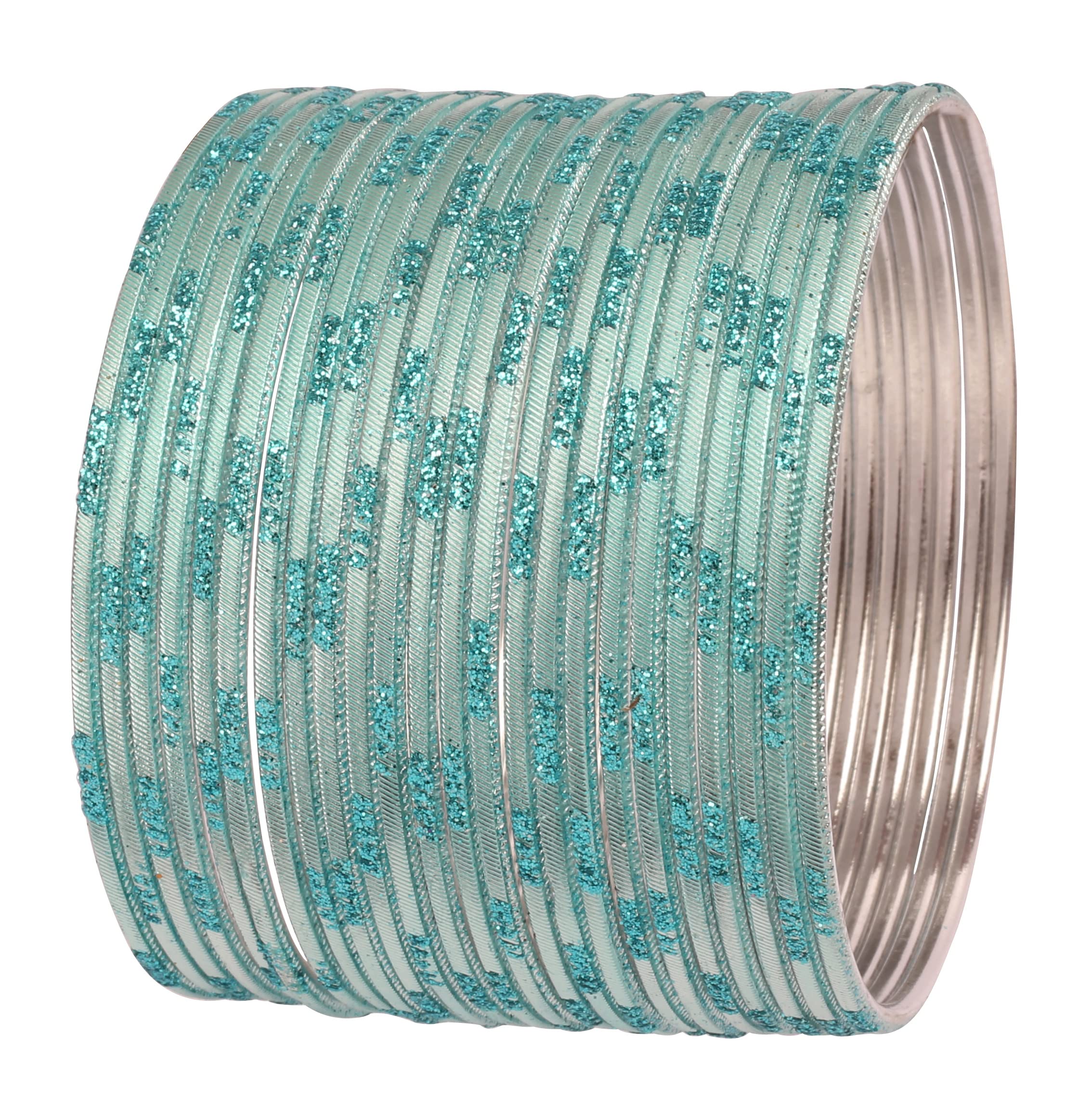 Touchstone24 Pcs Colorful Indian Bollywood Collection Alloy Metal Textured Bangle Bracelets for Women