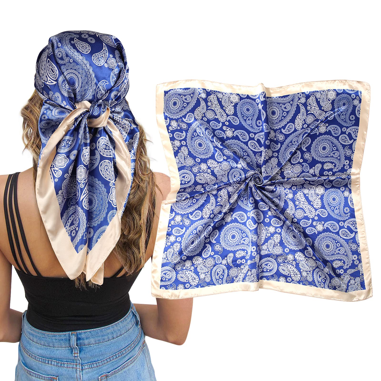 AWAYTR Satin Silk Scarf - Large Hair Bandana, Sleeping Wrap for Women