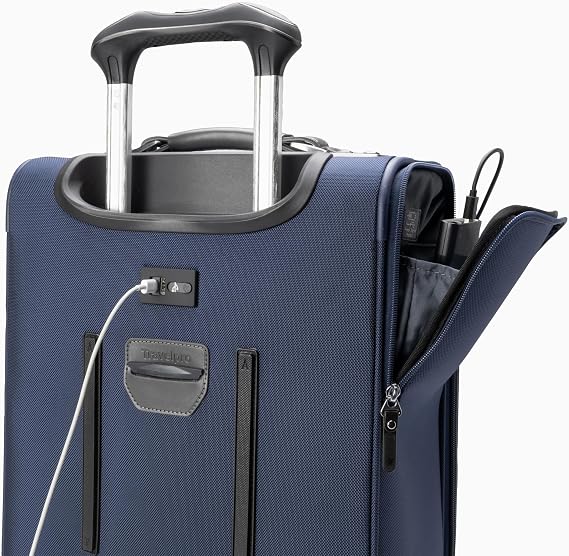 Travelpro Platinum Elite Softside Expandable Luggage, 8 Wheel Spinner Suitcase, TSA Lock, Men and Women, Dark Blue, 2-Piece Set (21/25)