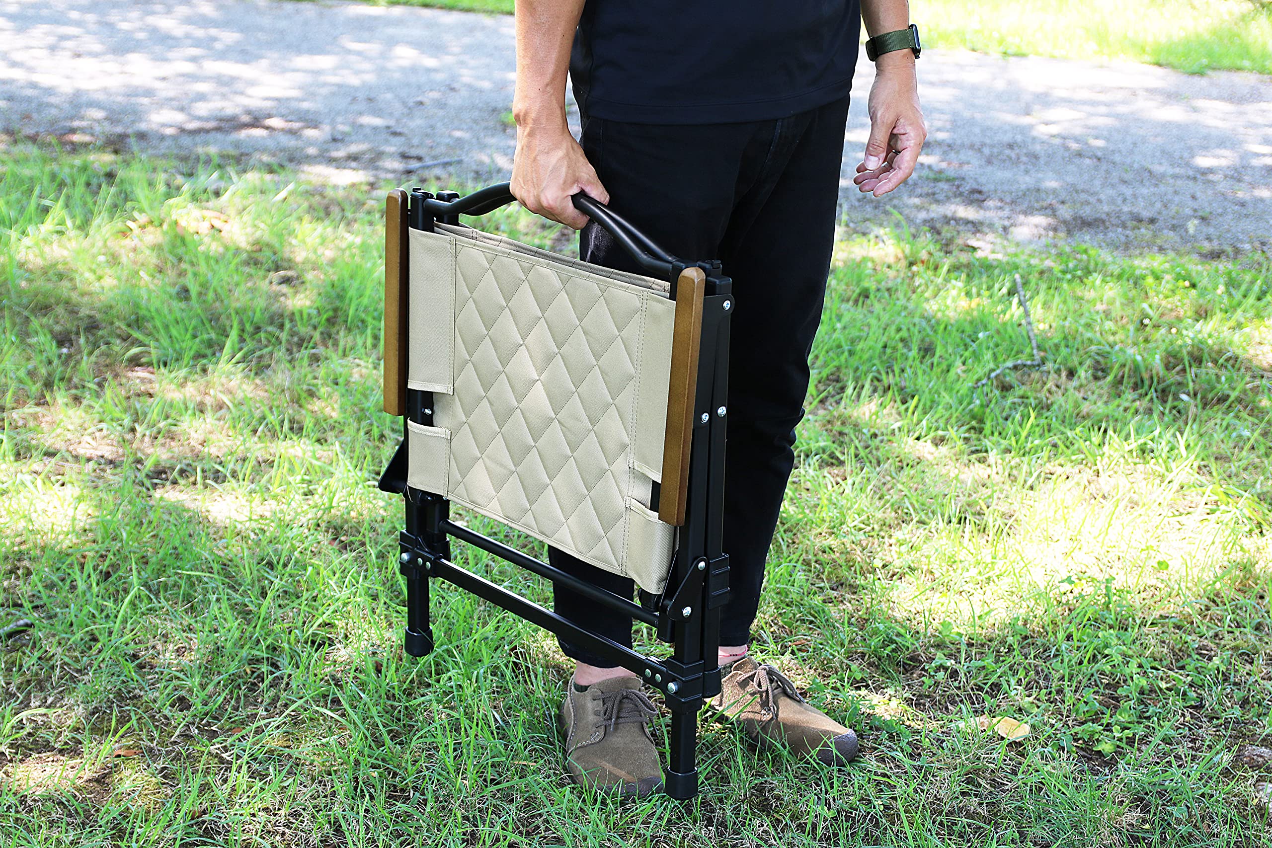 KAKURI フォールディングチェア　難燃 生地　ベージュ PBC-270S 公式ストア】 KAKURI フォールディングチェア サンド PBC-270S