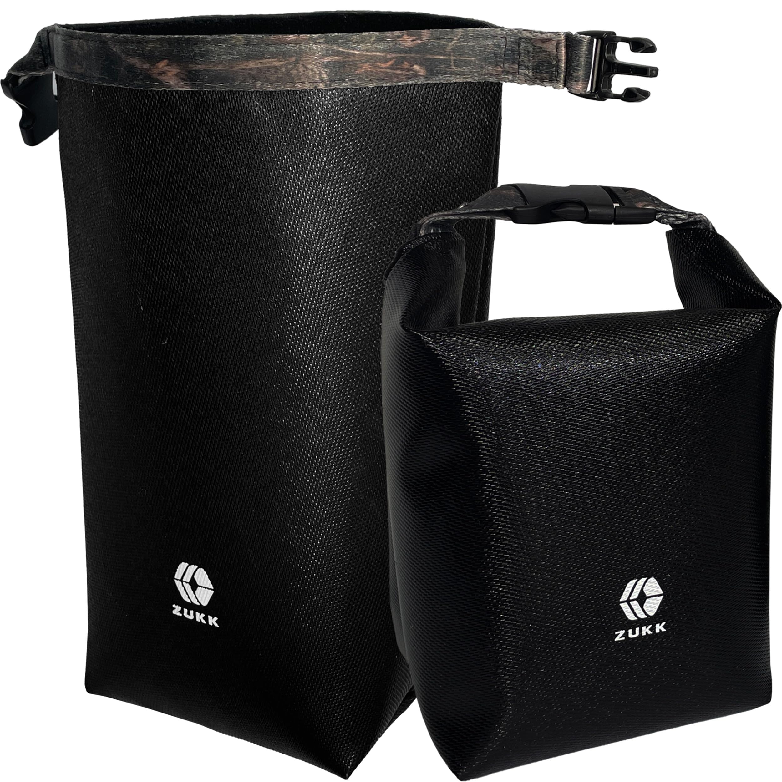 ZUKK 火消し袋 ツリー柄 自立 極厚 コンパクト 大容量 折りたたみ 黒 耐火 耐熱 難燃 防炎 防火 ガラス繊維 バーベキュー 薪 焚き火 (Sサイズ)