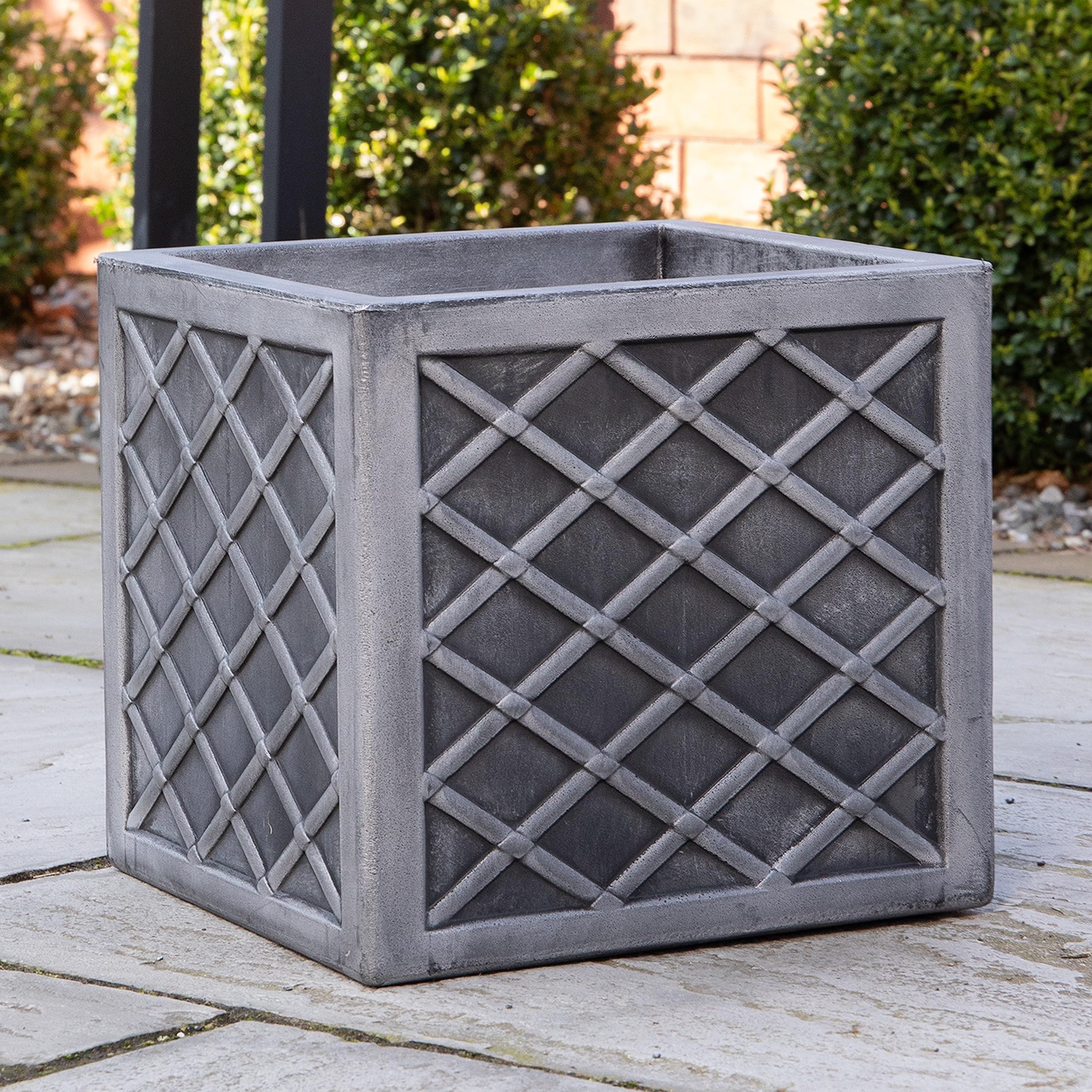 Samuel Alexander Small Square Plastic Planter - Grey - 30cm