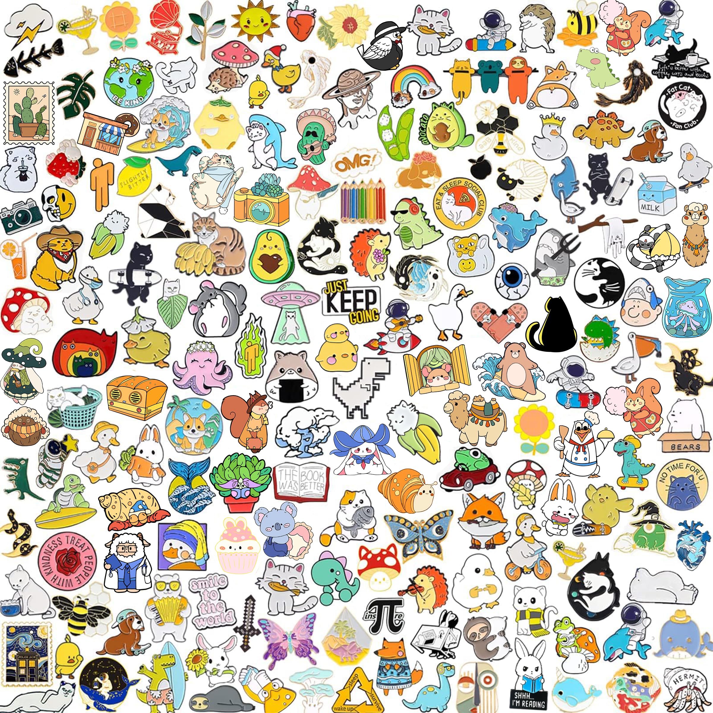 20/30/50/80 Mixed Enamel Brooch Bulk Set,Lapel Badges, Cartoon Plant Enamel Pin Sets, Funny Button Pins Jewelry for Backpack Cloths Hats Jacket Decoration